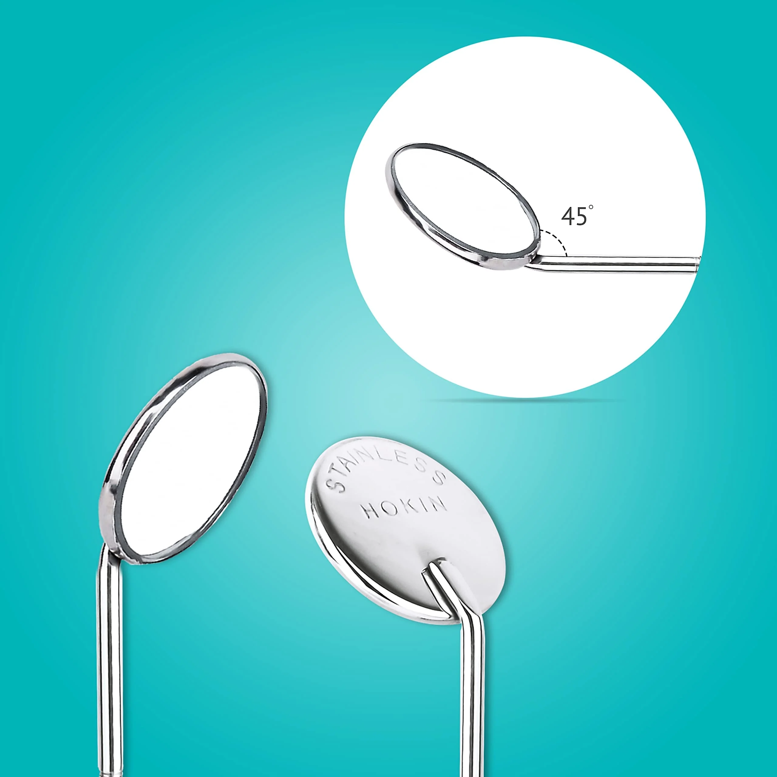 HOKIN Dental Mirror, Mouth Mirror, Dentist Tool, Stainless Steel Mouth Mirror, Dental Mirror, Mouth Tooth Inspection Mirror with Two Additional Removable Mirrors - Image 3