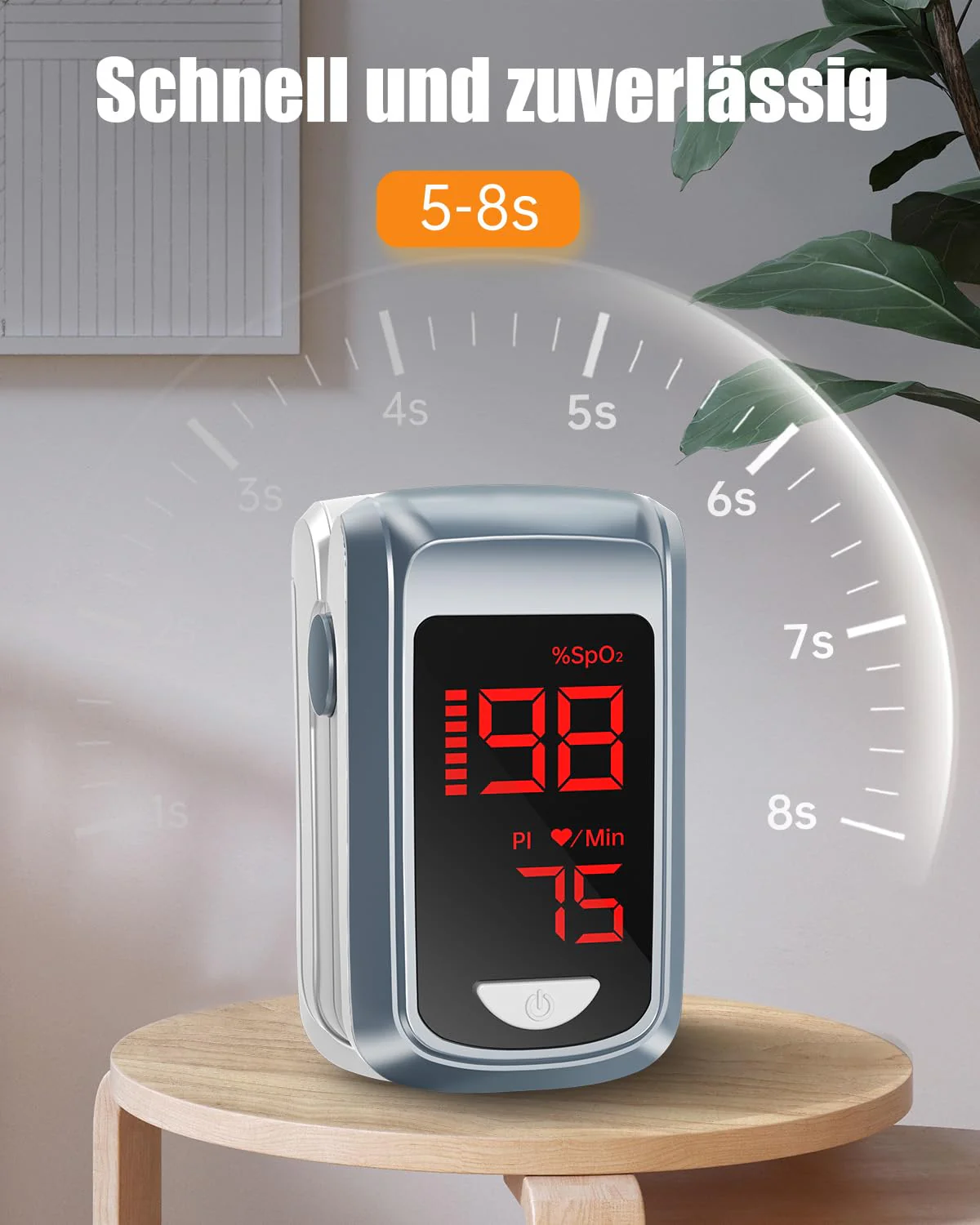 HOLFENRY Pulse Oximeter Oxygen Saturation Meter Finger Pulse Oximeter Finger Oximeter Pulse Monitor for Measuring SpO2, Pulse and Perfusion Index (PI) for Adults at Home or Outdoor Sports gray - Image 2