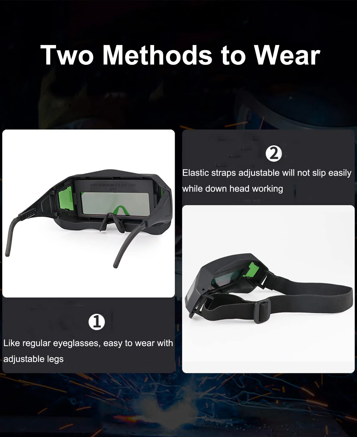 Holiberty Panoramic View Welding Glasses Solar Powered Auto Darkening Welding Lens Safety Eye Protection Goggles Weld Tool Black - Image 5