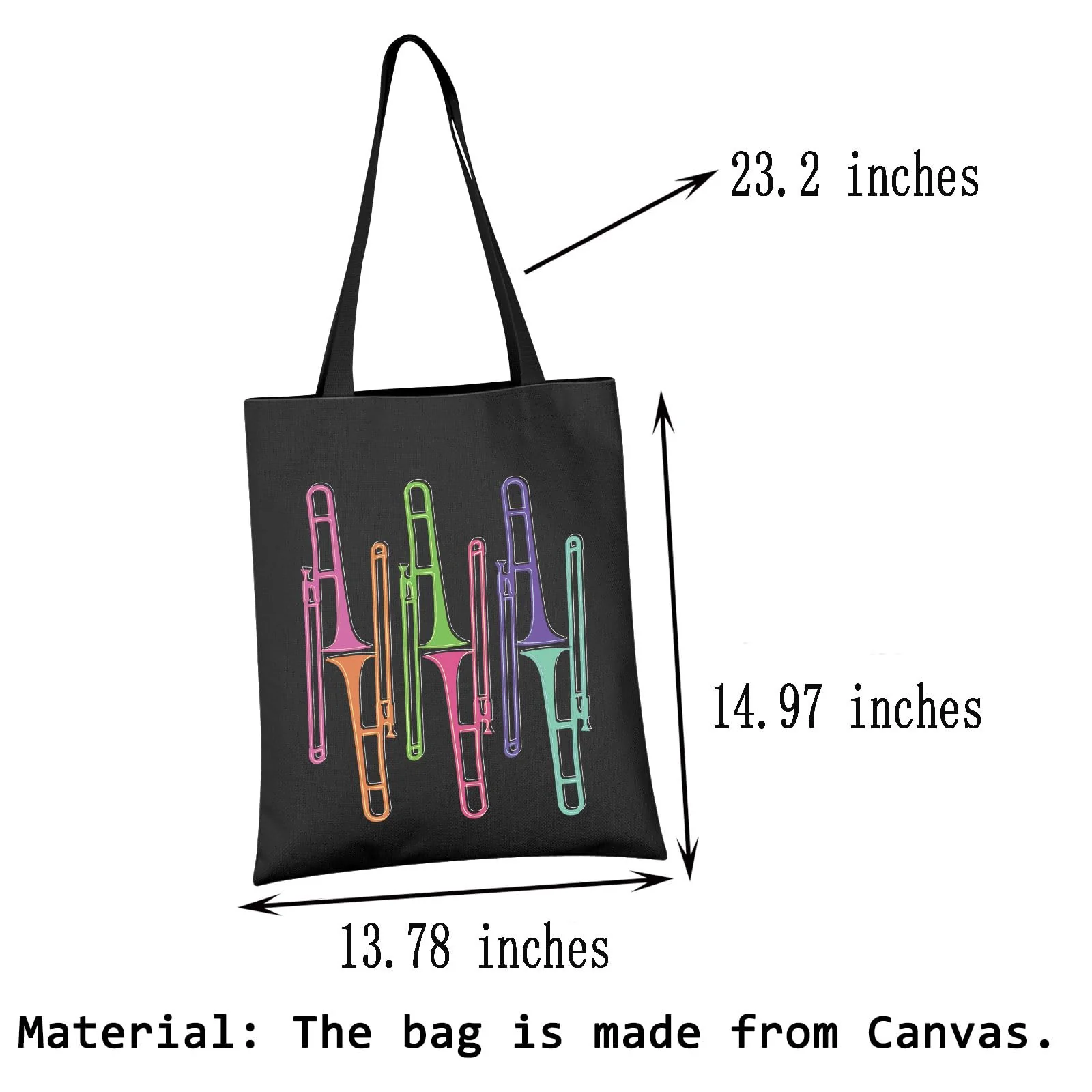 HOLLP Trombone Player Gift Trombone Musician Tote Bag Music Instrument Gift Music Lover Trombonist B - Image 2