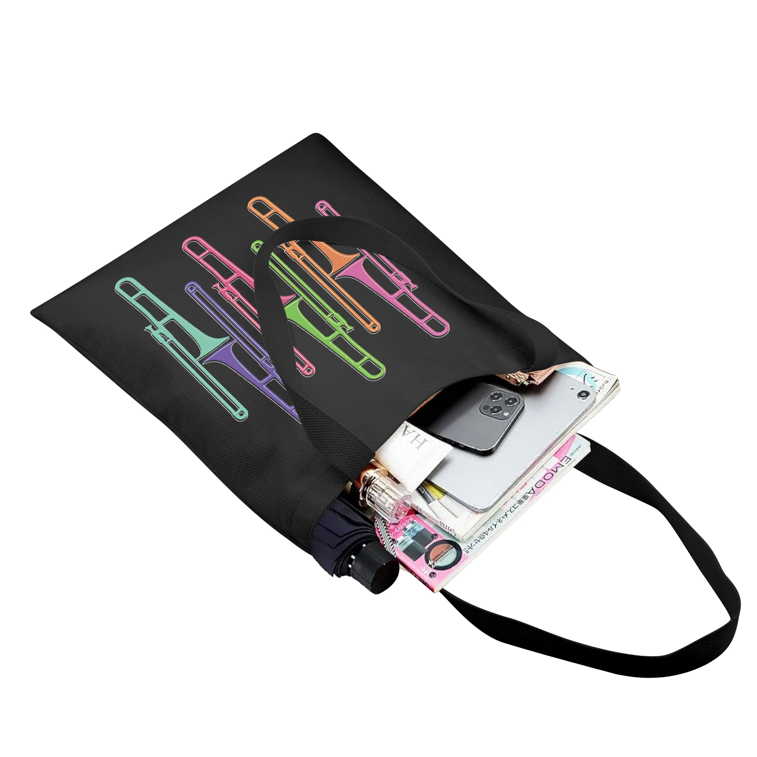 HOLLP Trombone Player Gift Trombone Musician Tote Bag Music Instrument Gift Music Lover Trombonist B - Image 4