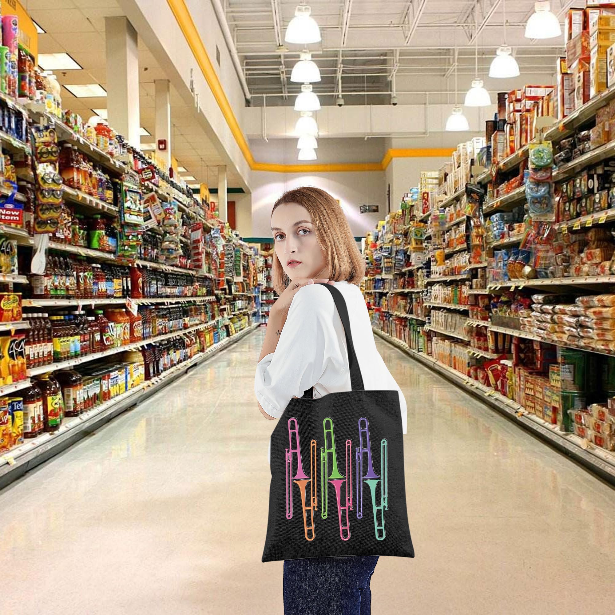 HOLLP Trombone Player Gift Trombone Musician Tote Bag Music Instrument Gift Music Lover Trombonist B - Image 5