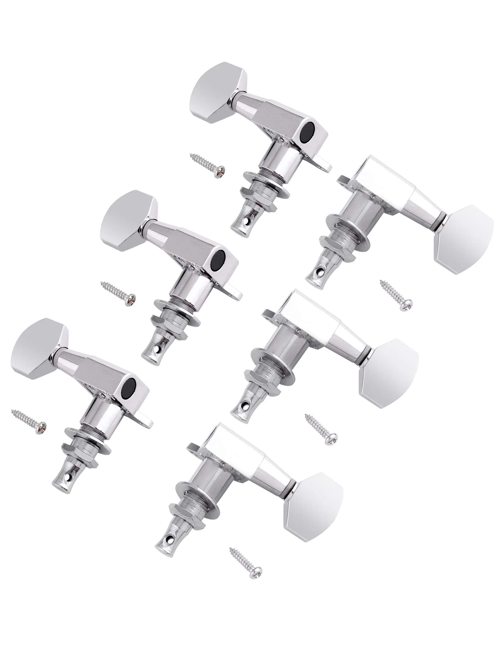 Holmer Sealed String Tuning Pegs Tuning Machines Grover Machine Heads Tuners Tuning Keys 3 Left 3 Right for Acoustic Guitar or Electric Guitar Chrome. - Image 2