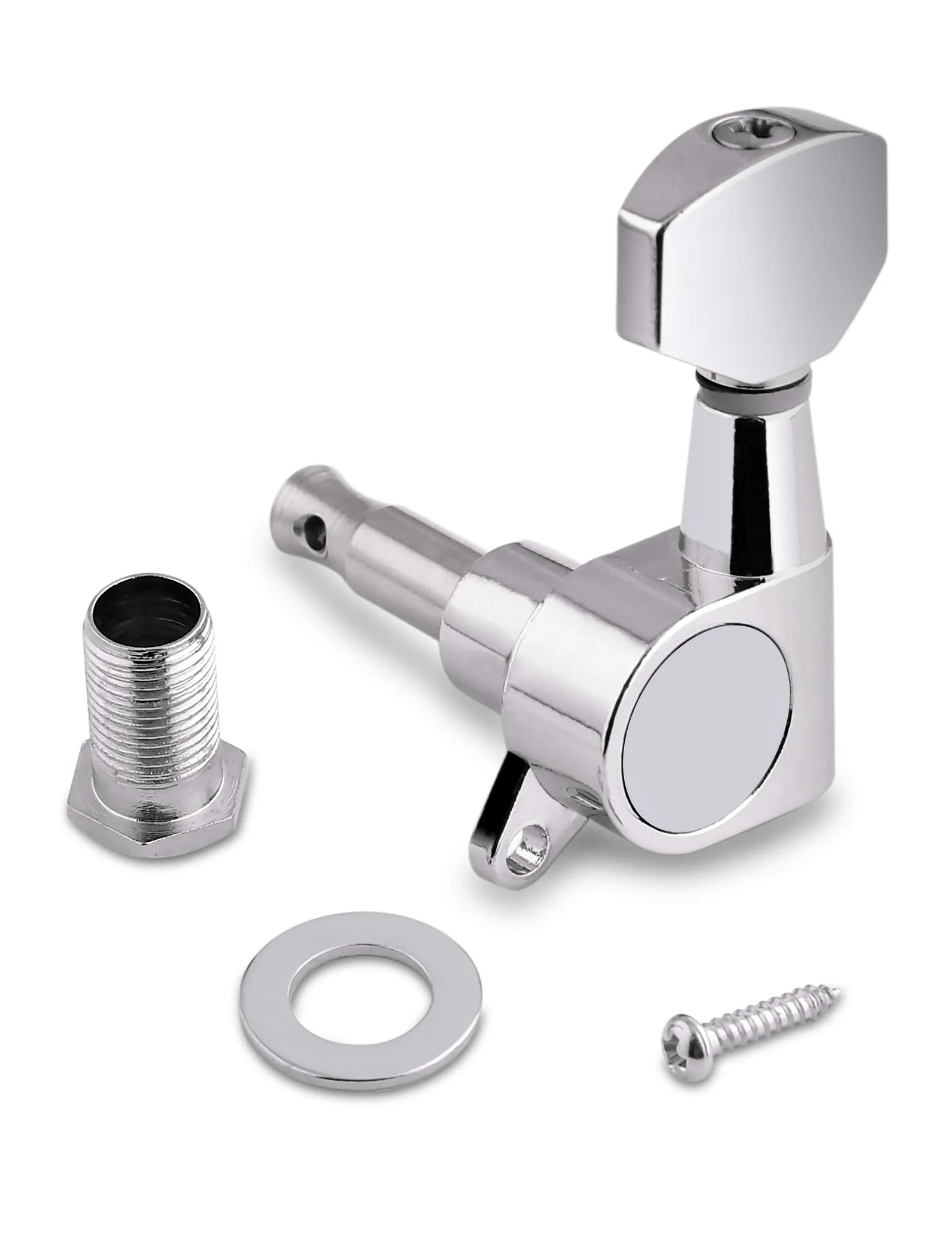 Holmer Sealed String Tuning Pegs Tuning Machines Grover Machine Heads Tuners Tuning Keys 3 Left 3 Right for Acoustic Guitar or Electric Guitar Chrome. - Image 3
