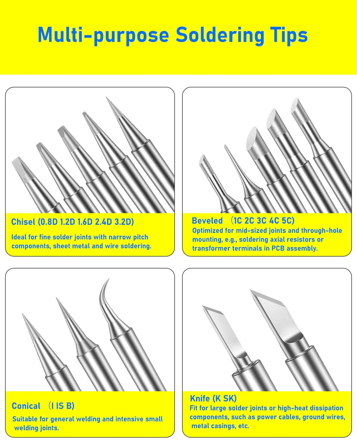 HOLMOL Pack of 15 Soldering Tips, 900 m, Copper Soldering Iron Tips with Welding Sleeve, Soldering Tips Set 900M-T, Soldering Tips with Welding Sleeve, Replacement Soldering Tips for Soldering - Image 5