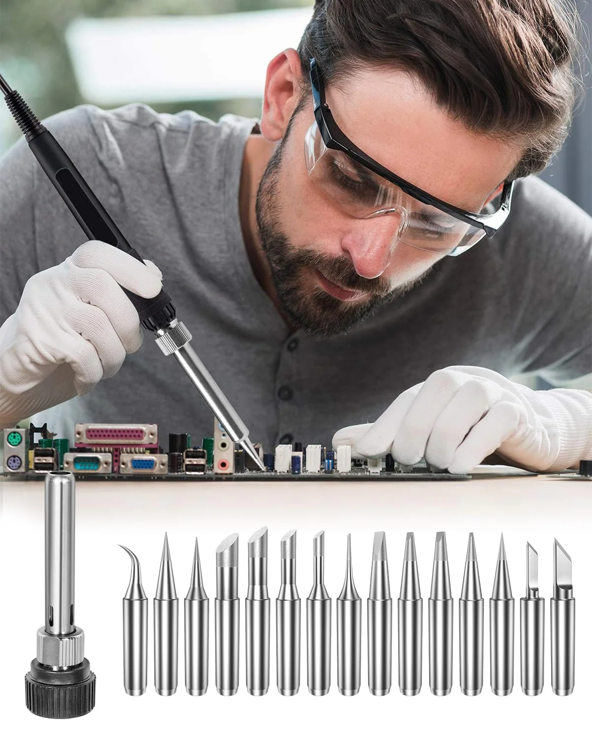HOLMOL Pack of 15 Soldering Tips, 900 m, Copper Soldering Iron Tips with Welding Sleeve, Soldering Tips Set 900M-T, Soldering Tips with Welding Sleeve, Replacement Soldering Tips for Soldering - Image 7