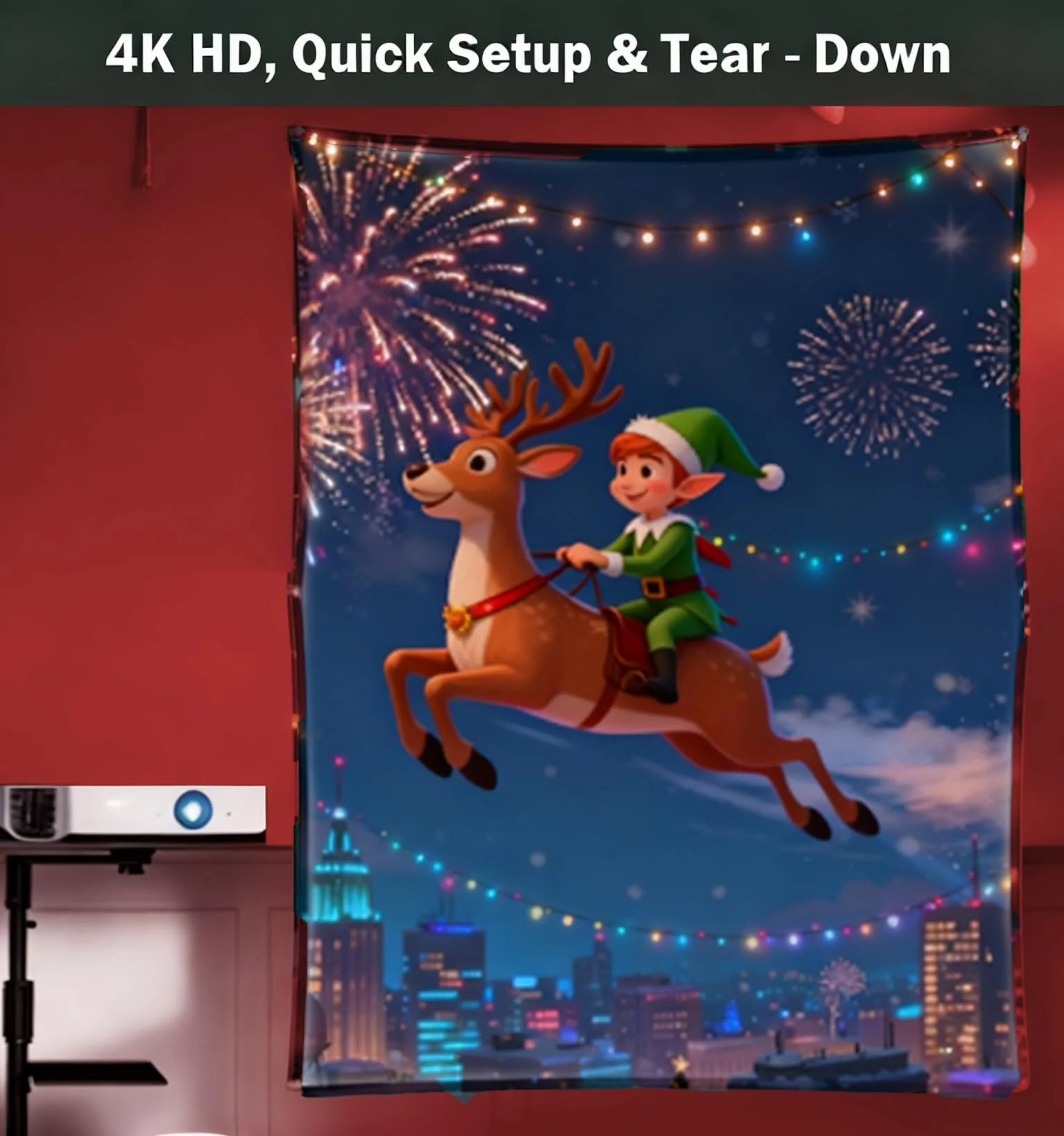 Holographic Rear Projection Screen: Foldable and Portable Anti Crease Indoor Projection Screen for Projecting Halloween Videos and Film Night (120Inch) - Image 5