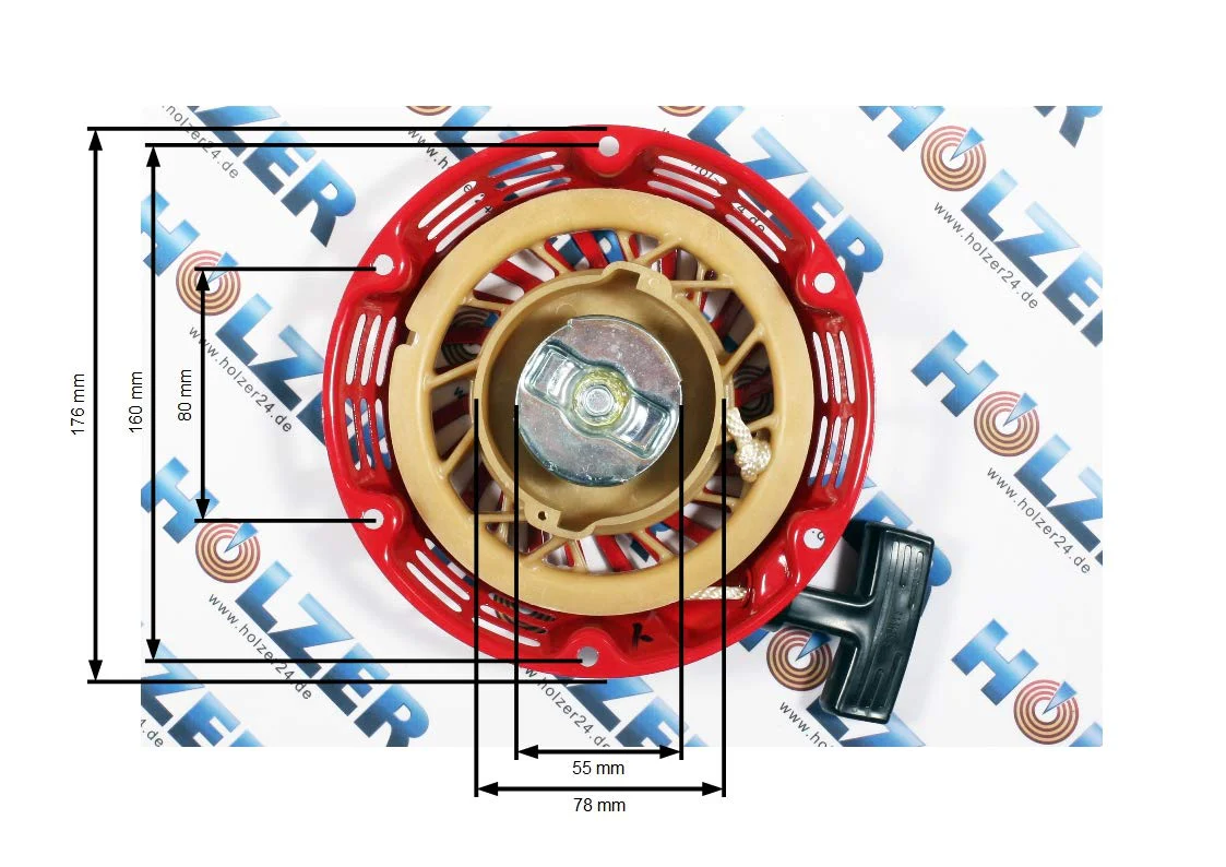 HOLZER Pull Starter for 5.5 & 6.5 HP Petrol Engines and Power Generators/Red - Image 2