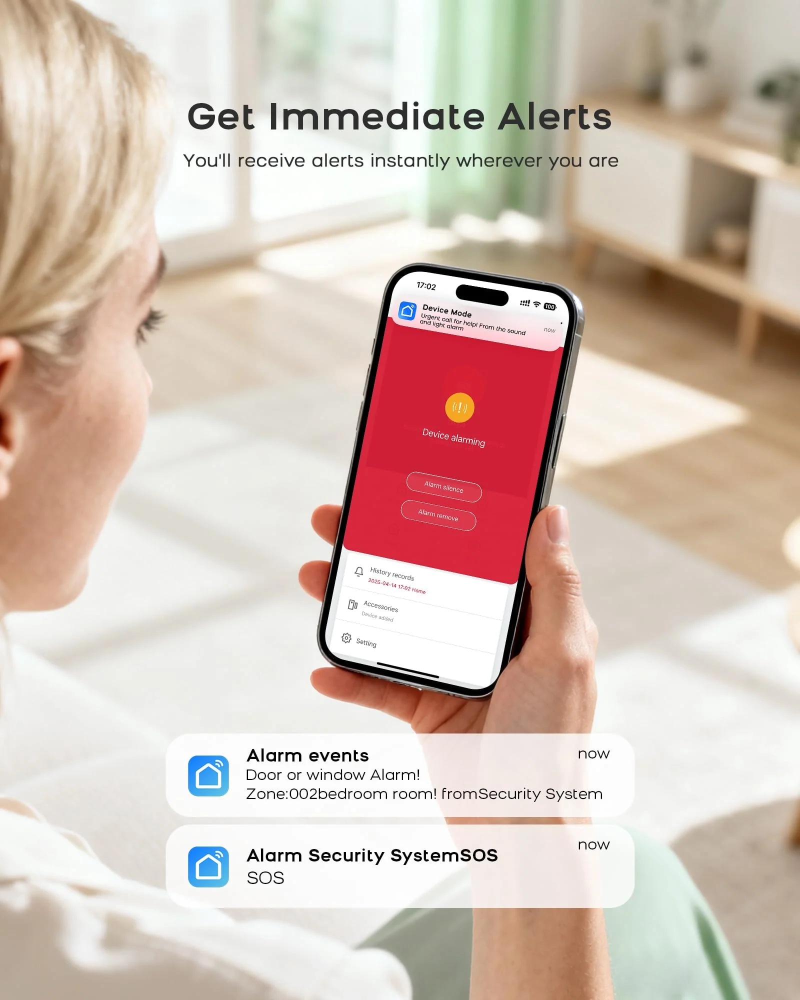 Home Security System, Home Alarm System Wireless 8 Piece Kit with Phone APP Alert Siren Remote Control Motion Detection Real-time Alarm No Contract Required,24/7 Protection CL519-B - Image 5