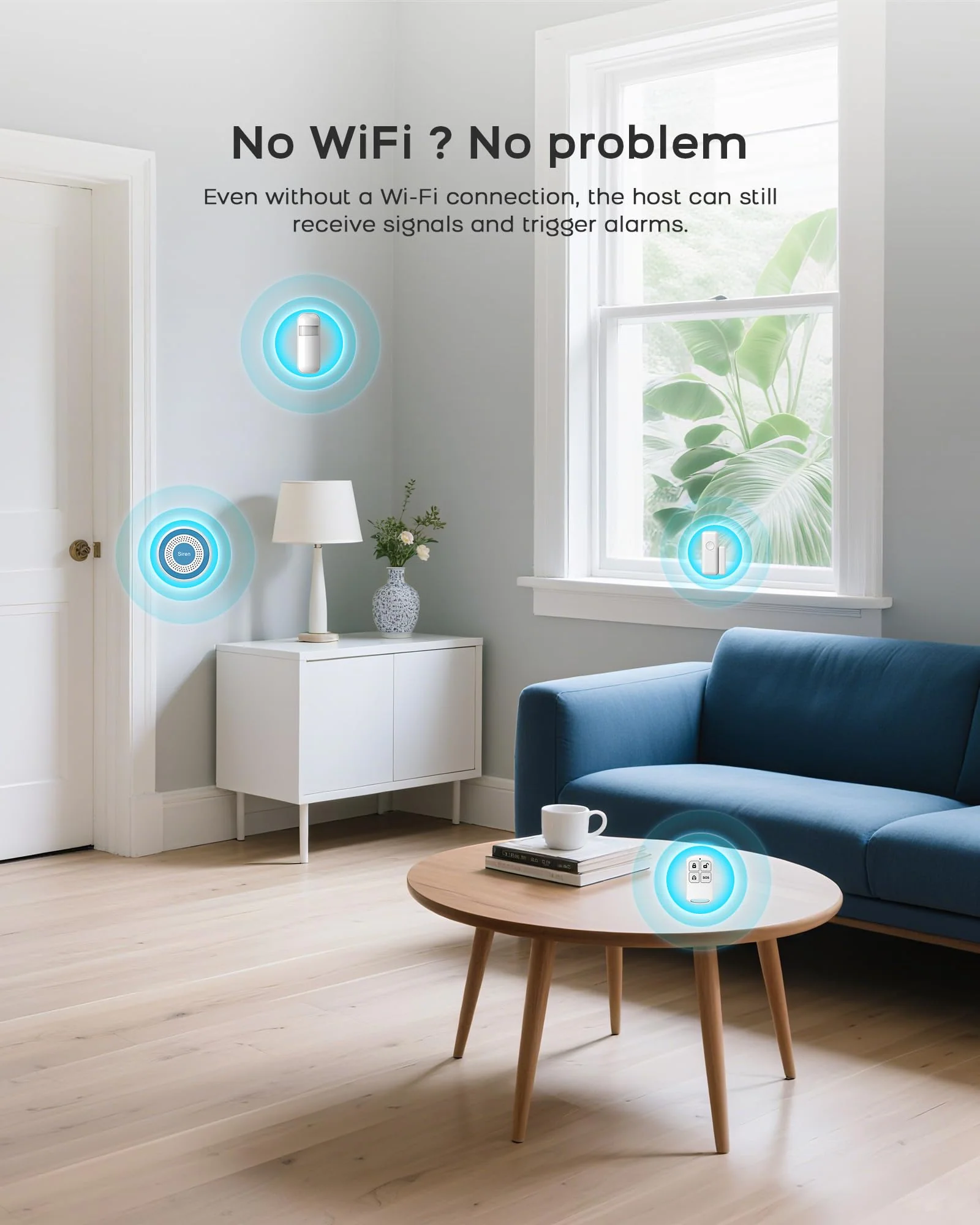 Home Security System, Home Alarm System Wireless 8 Piece Kit with Phone APP Alert Siren Remote Control Motion Detection Real-time Alarm No Contract Required,24/7 Protection CL519-B - Image 7