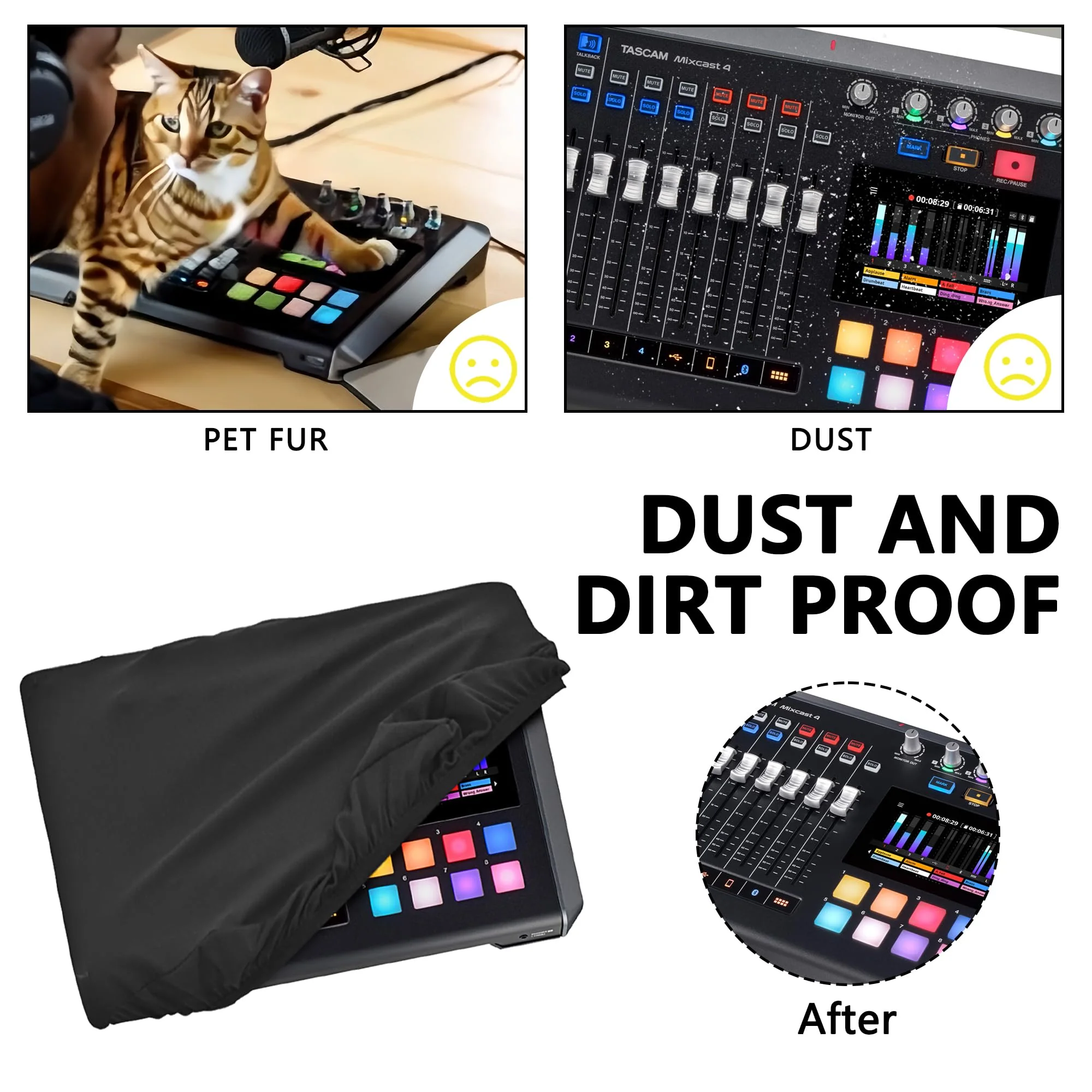 Home Studio Mixer Cover Compatible with Behringer X-TOUCH COMPACT,Tascam Podcast Station Mixcast 4 Stretchable Chinlon - Image 3