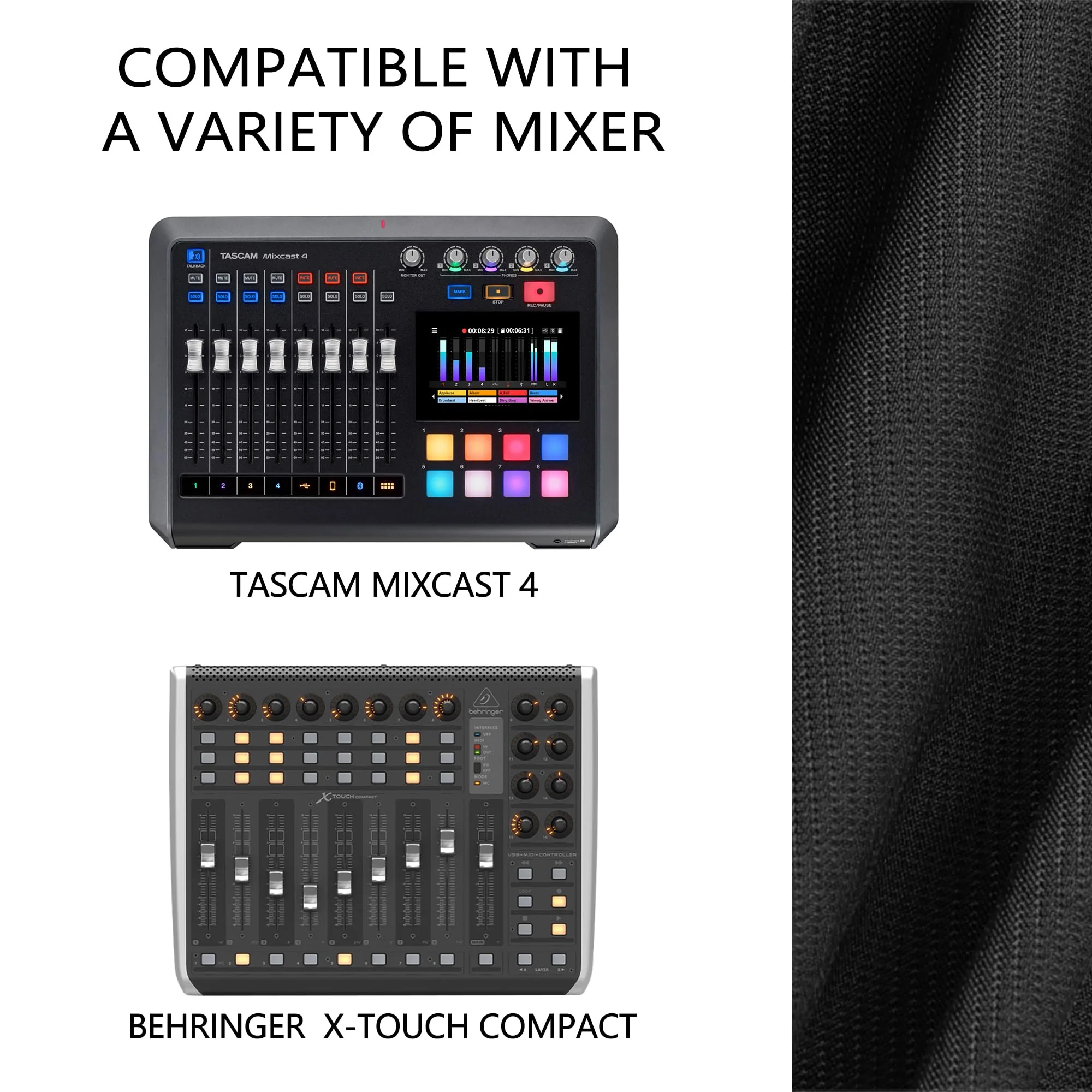 Home Studio Mixer Cover Compatible with Behringer X-TOUCH COMPACT,Tascam Podcast Station Mixcast 4 Stretchable Chinlon - Image 5