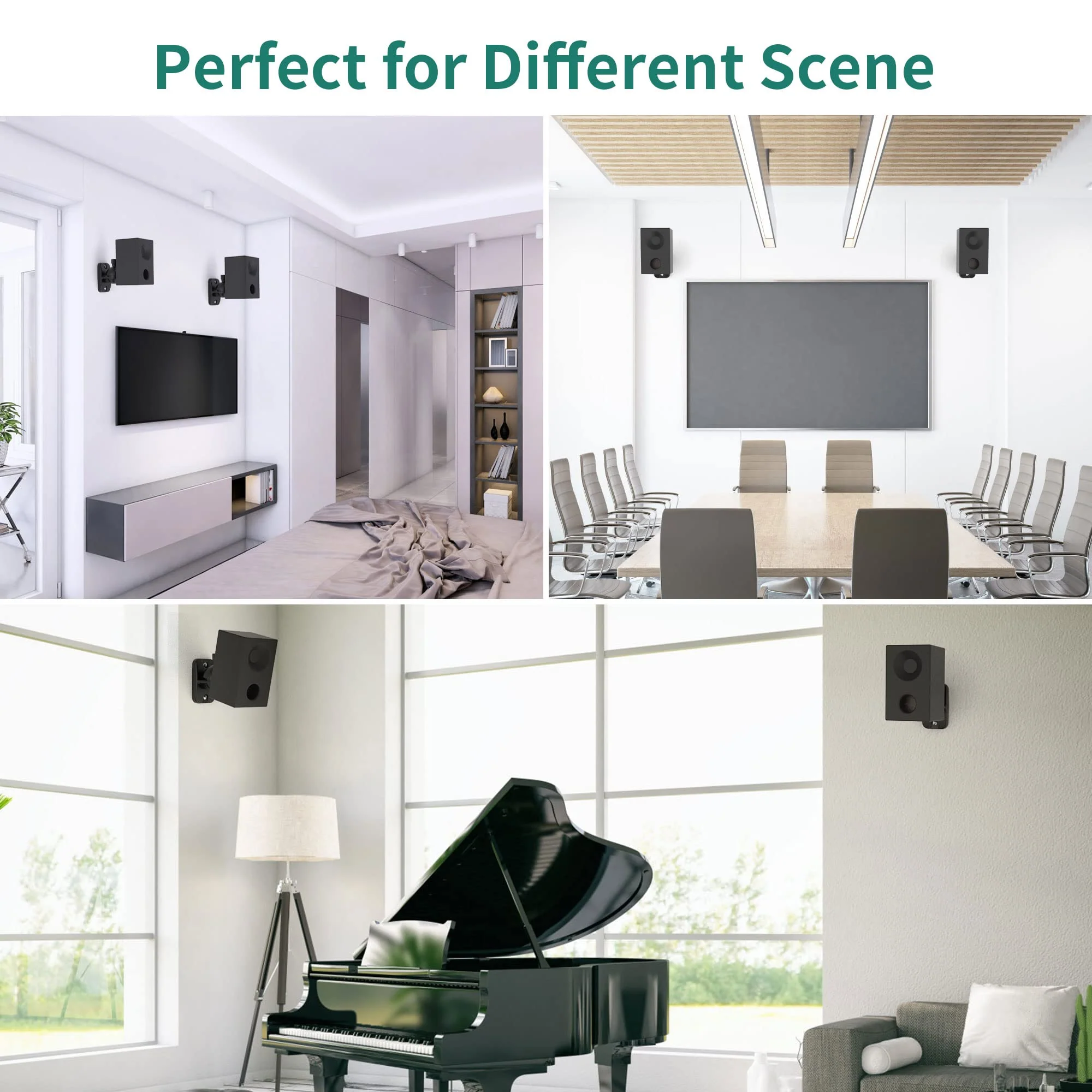 HomeMount Speaker Wall Mount Brackets - Surround Speaker Wall Mounts Kit, Bookshelf Speaker Wall Screws Mounts, Hold up to 8 lbs, 2 Pack, Black 2P-Black - Image 5