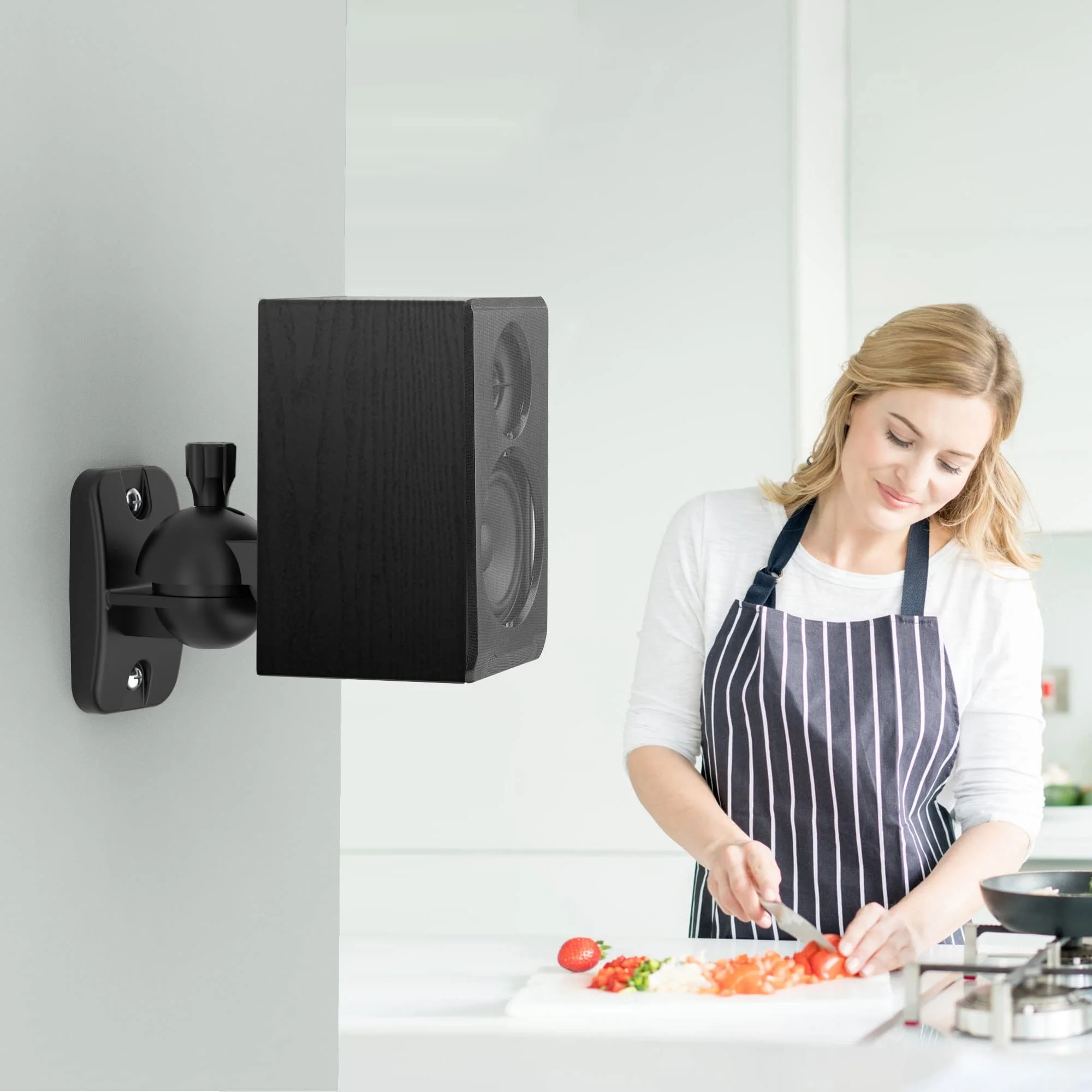 HomeMount Speaker Wall Mount Brackets - Surround Speaker Wall Mounts Kit, Bookshelf Speaker Wall Screws Mounts, Hold up to 8 lbs, 2 Pack, Black 2P-Black - Image 6