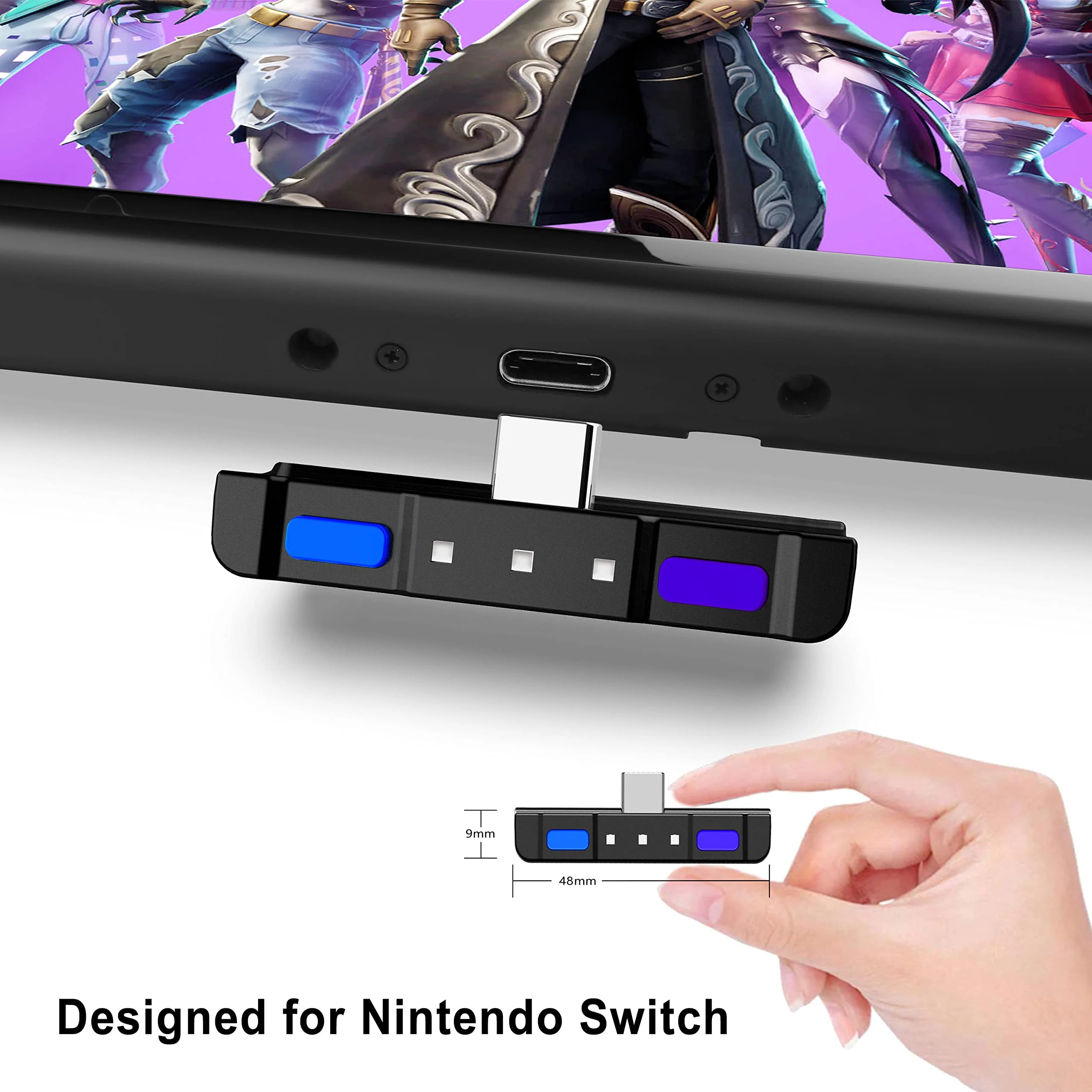 HomeSpot Bluetooth 5.0 Audio Transmitter Adapter with USB C APTX Low Latency for Nintendo Switch Compatible with AirPods PS5 Bose Sony BT Headphones The Legend of Zelda Theme Azure Blue & Ultra Violet - Image 5