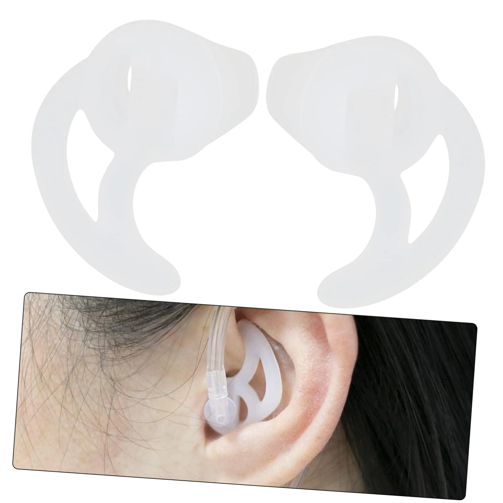 HOMSFOU 3 Pairs Silicone Earplugs Acoustic Tube Earpiece Fin Earbud Replacement Ear Mold Silicone Earbud Tips Acoustic Tube Earpiece Earbud Ear Insert Replaceable White Radio - Image 6