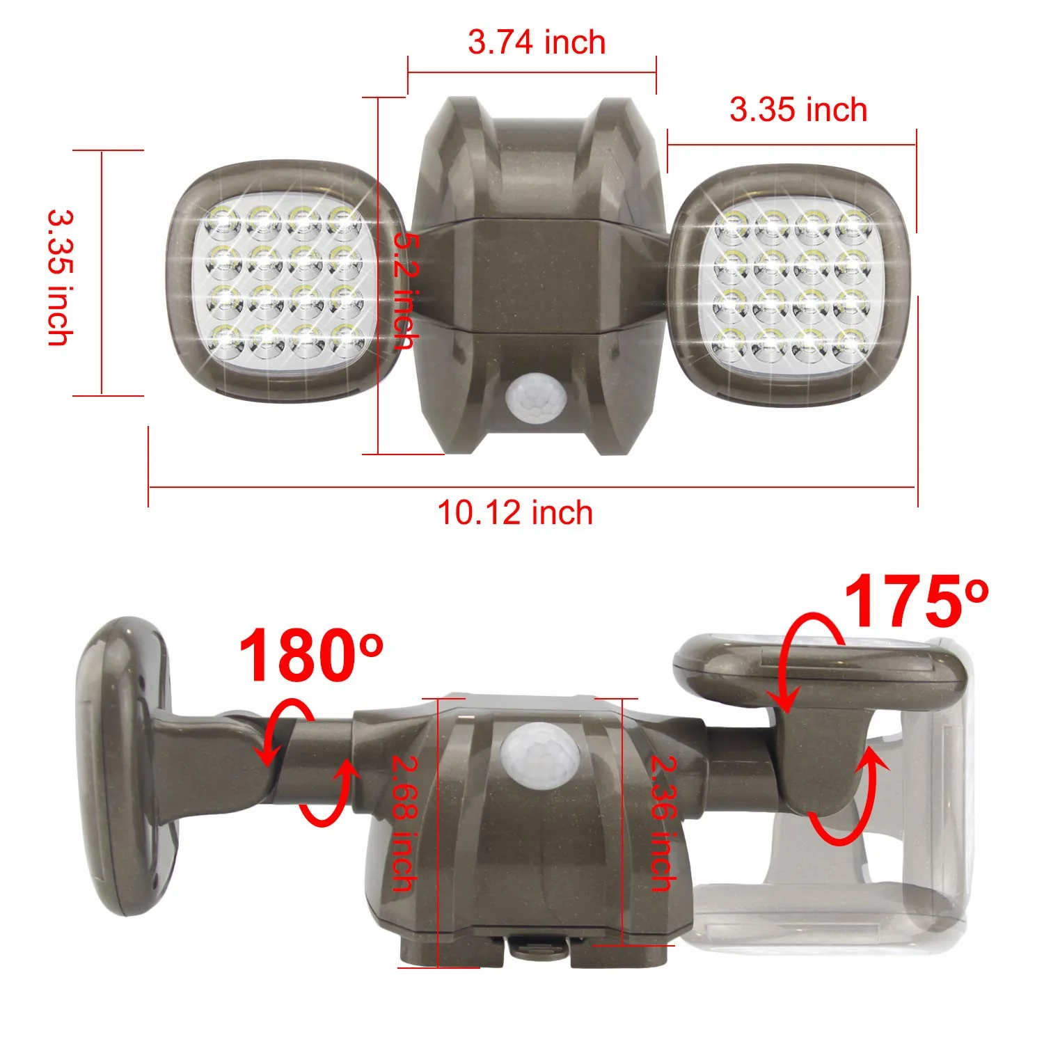 HONWELL Motion Sensor Light Outdoor Battery Operated Outside Security Flood Light Cordless IP65 Waterproof 32 LED Dual Head Spotlights, Motion Detector Lights for House Garage Porch Garden Shed brown - Image 6
