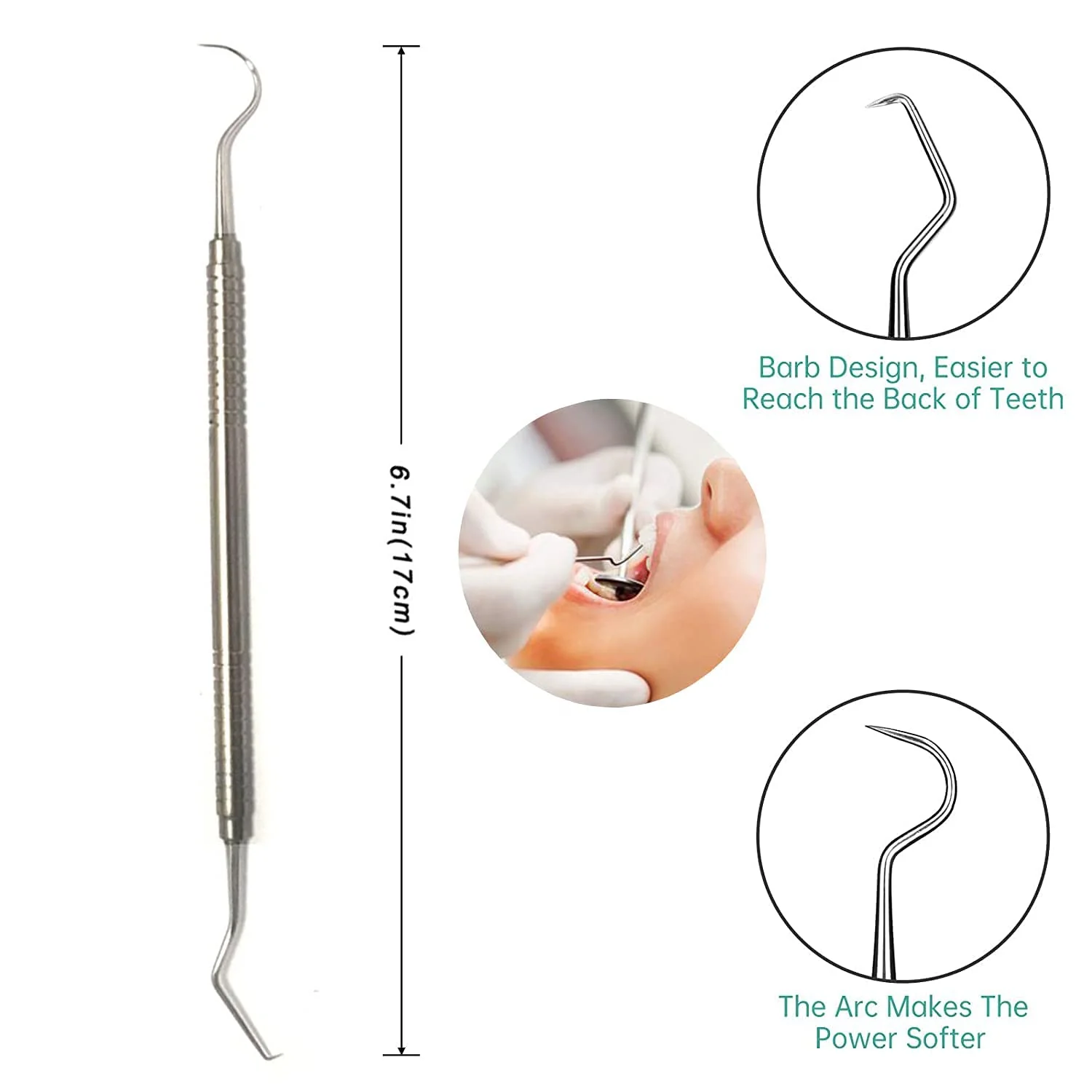 Hook Pick Double Ended Oral Hygiene Dental Explorer Stainless Steel Teeth Cleaning Oral Student Tool Tooth Picks Metal - Image 5