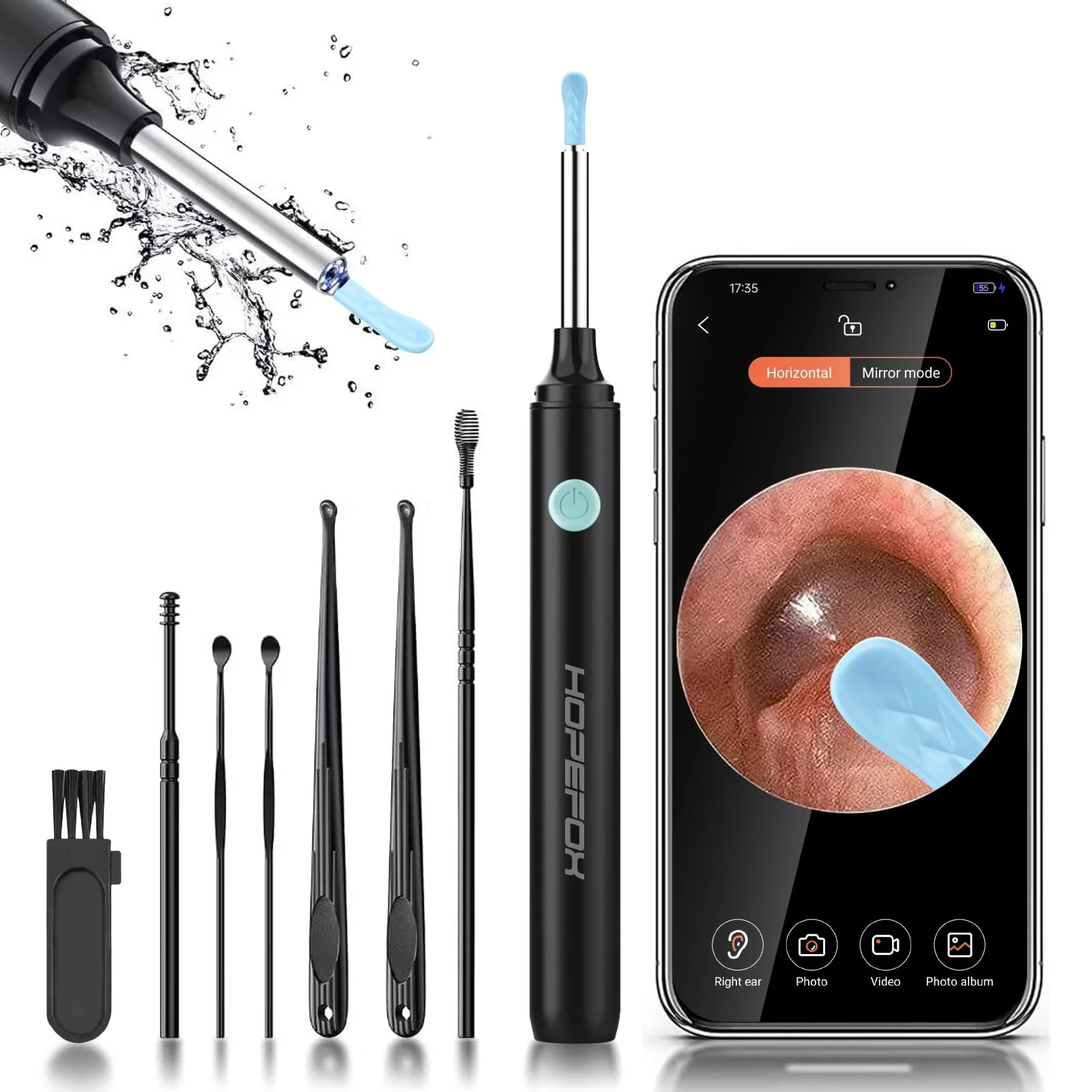 Hopefox Ear Wax Remover Otoscope, 1080P HD WiFi Ear Cleaner with Camera and 6 LEDs Lights, Ear Cleaning for Baby, Children, Adults 2-Black - Image 7
