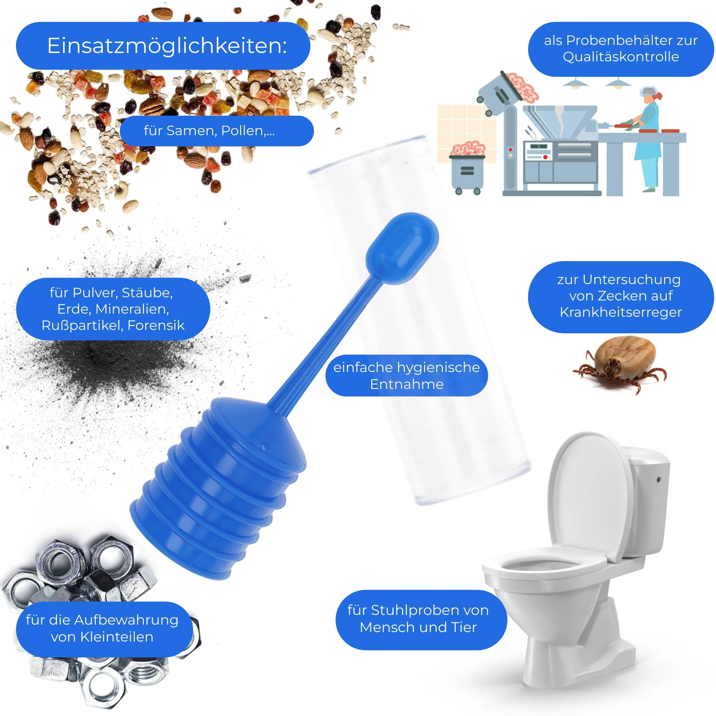 Horn Medical 20 x Examination Tubes, Chair / Waste Tubes, Sample Tube with Spoon - Image 3
