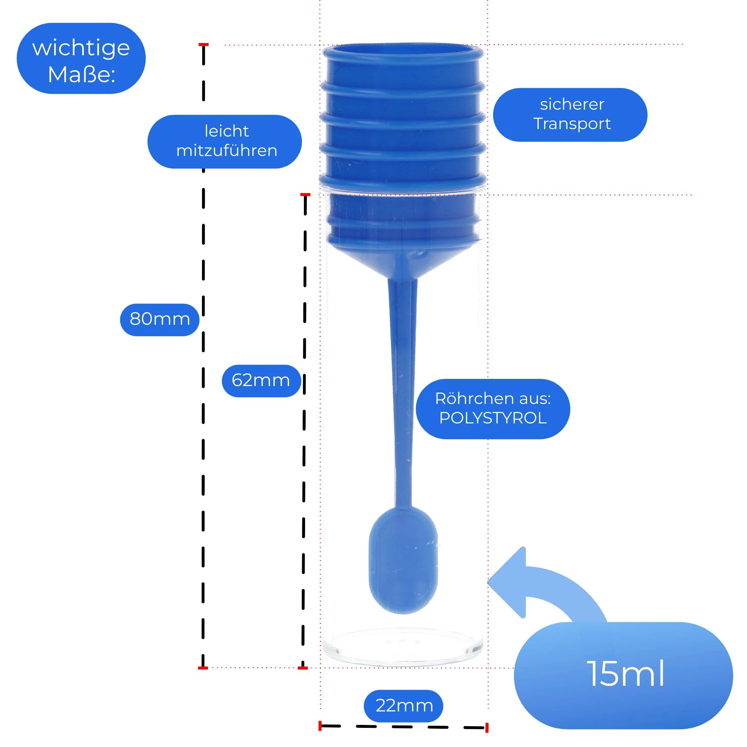 Horn Medical 20 x Examination Tubes, Chair / Waste Tubes, Sample Tube with Spoon - Image 6