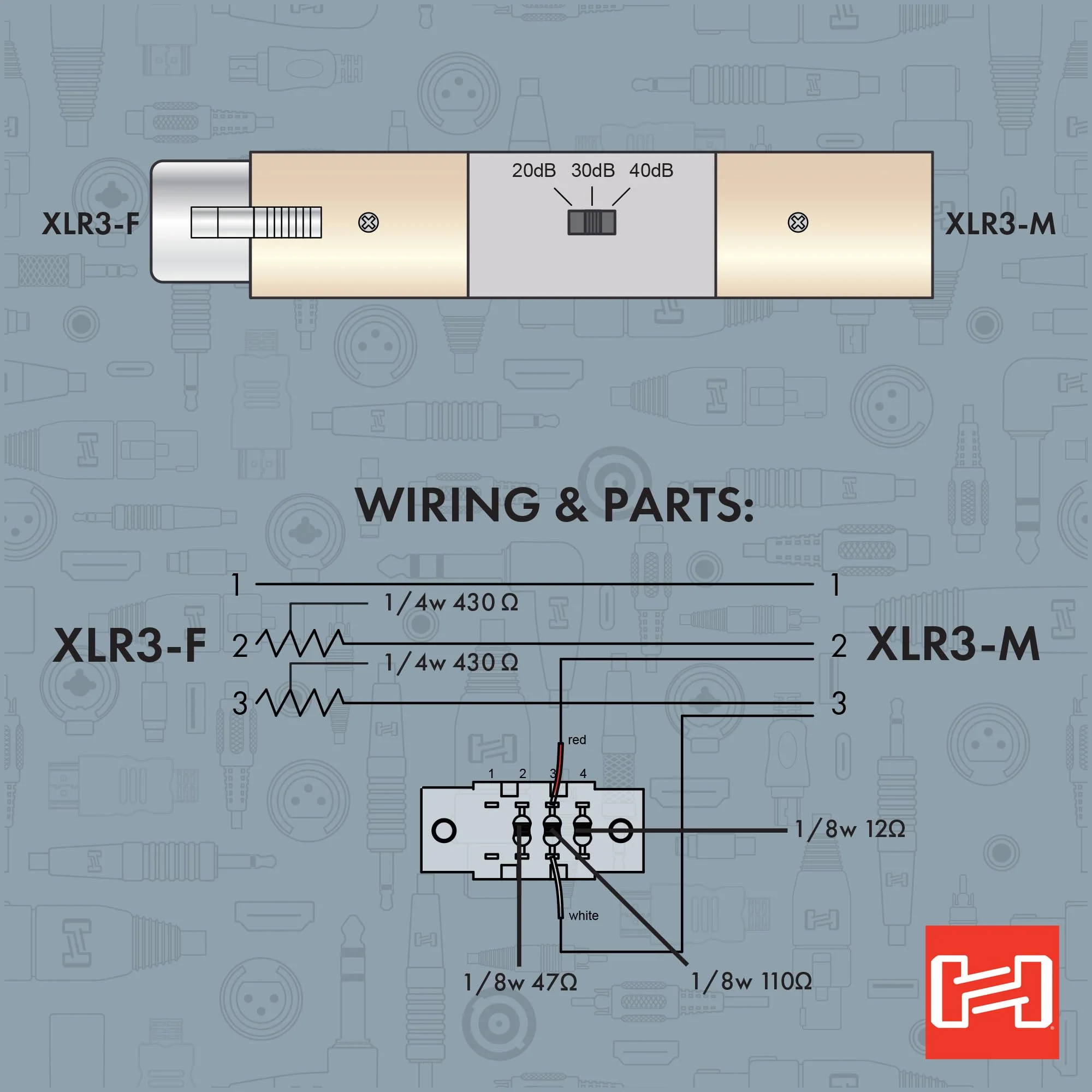 Hosa ATT-448 In-line XLR Input Attenuator - Image 3