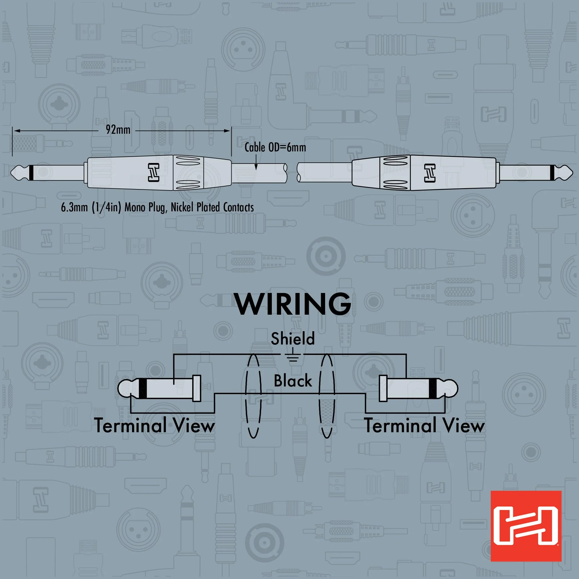 Hosa HGTR-025R Pro Guitar Cable, REAN Straight to Right-angle, 25 Feet - Image 5