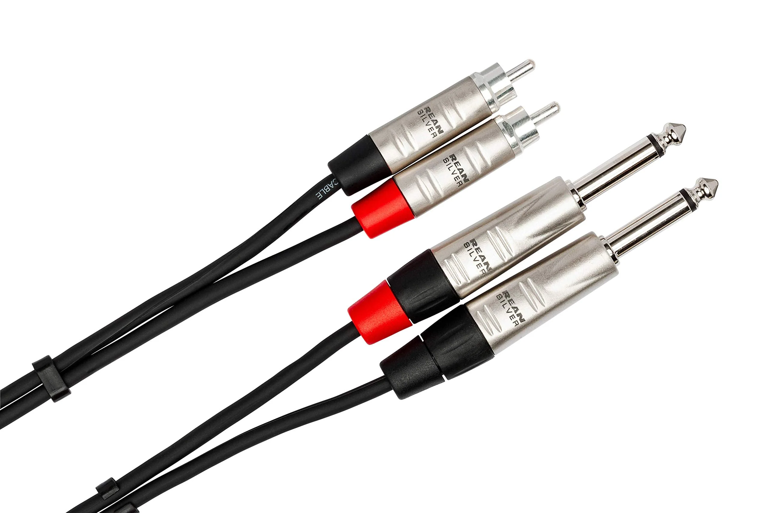 Hosa HPR-005X2 Pro Stereo Interconnect, Dual REAN 1/4 Inch TS to RCA, 5 Feet - Image 2