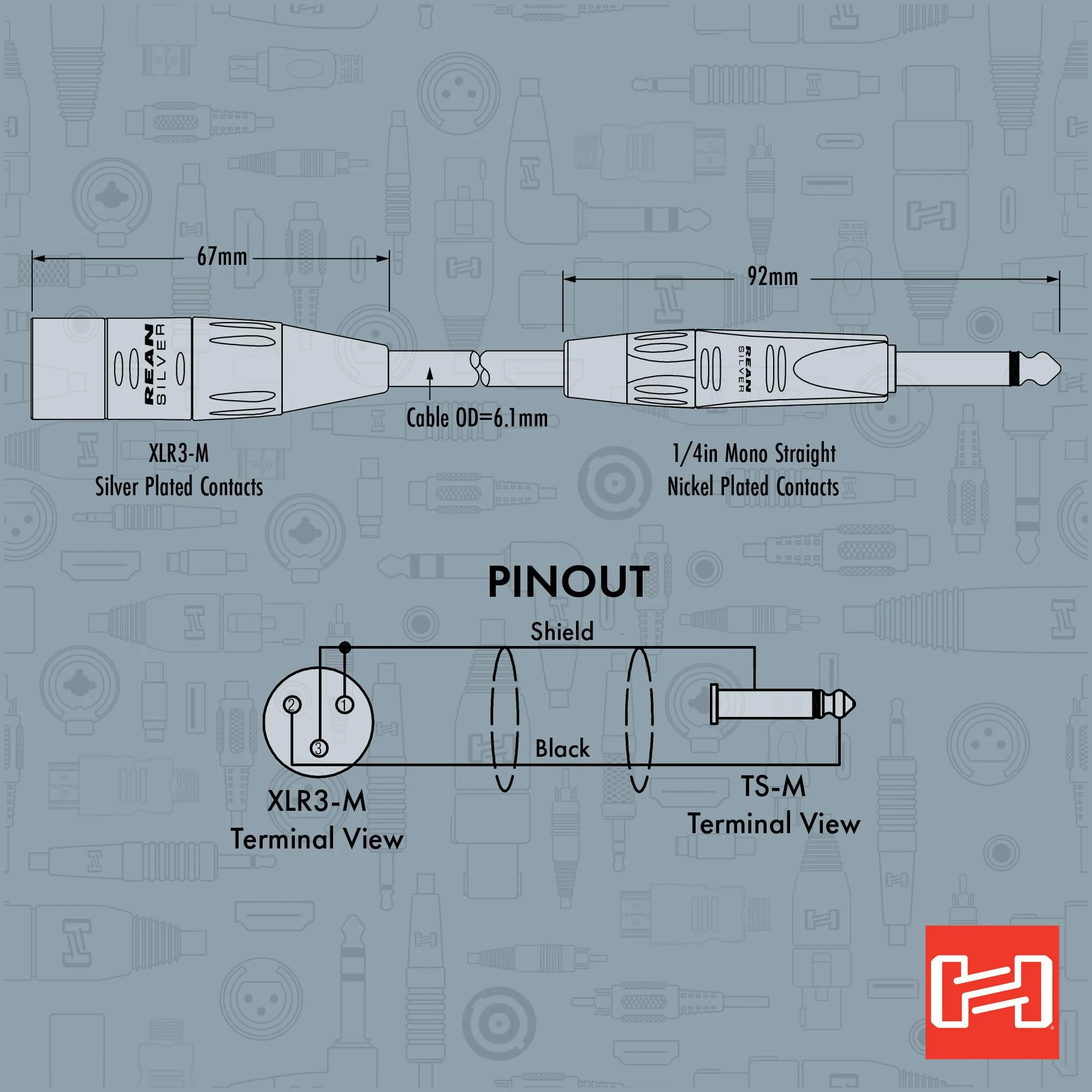 Hosa HPX-010 Pro Unbalanced Interconnect, REAN 1/4 Inch TS to XLR3M, 10 Feet - Image 5