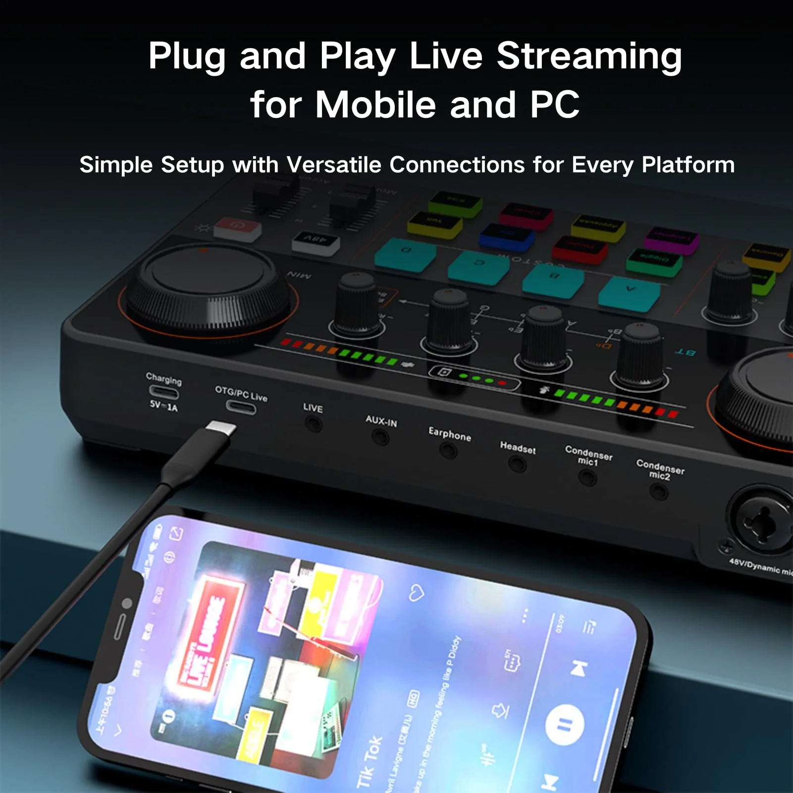 HOSONGIN Audio Interface for Beginners - Streaming Podcast Mixer with Pro-preamp, 48V Phantom Power, Voice Changer, Customizable Sound Effects, Noise Reduction for Podcasting, Gaming, Recording Sound-Card-P300 - Image 4