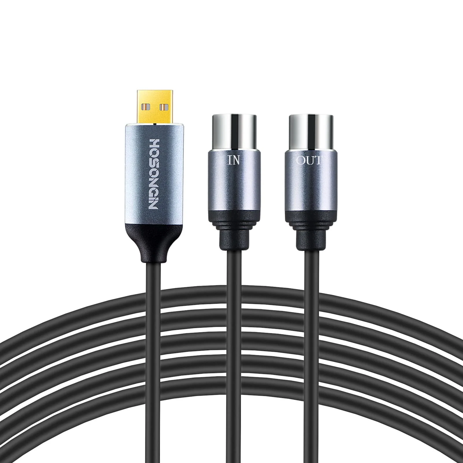 HOSONGIN MIDI to USB Cable 6 Feet, USB to 5-PIN MIDI Interface Adapter Connecting with Keyboard Synthesizer Drum for Editing Recording 5PIN-MIDI to USB - Image 8
