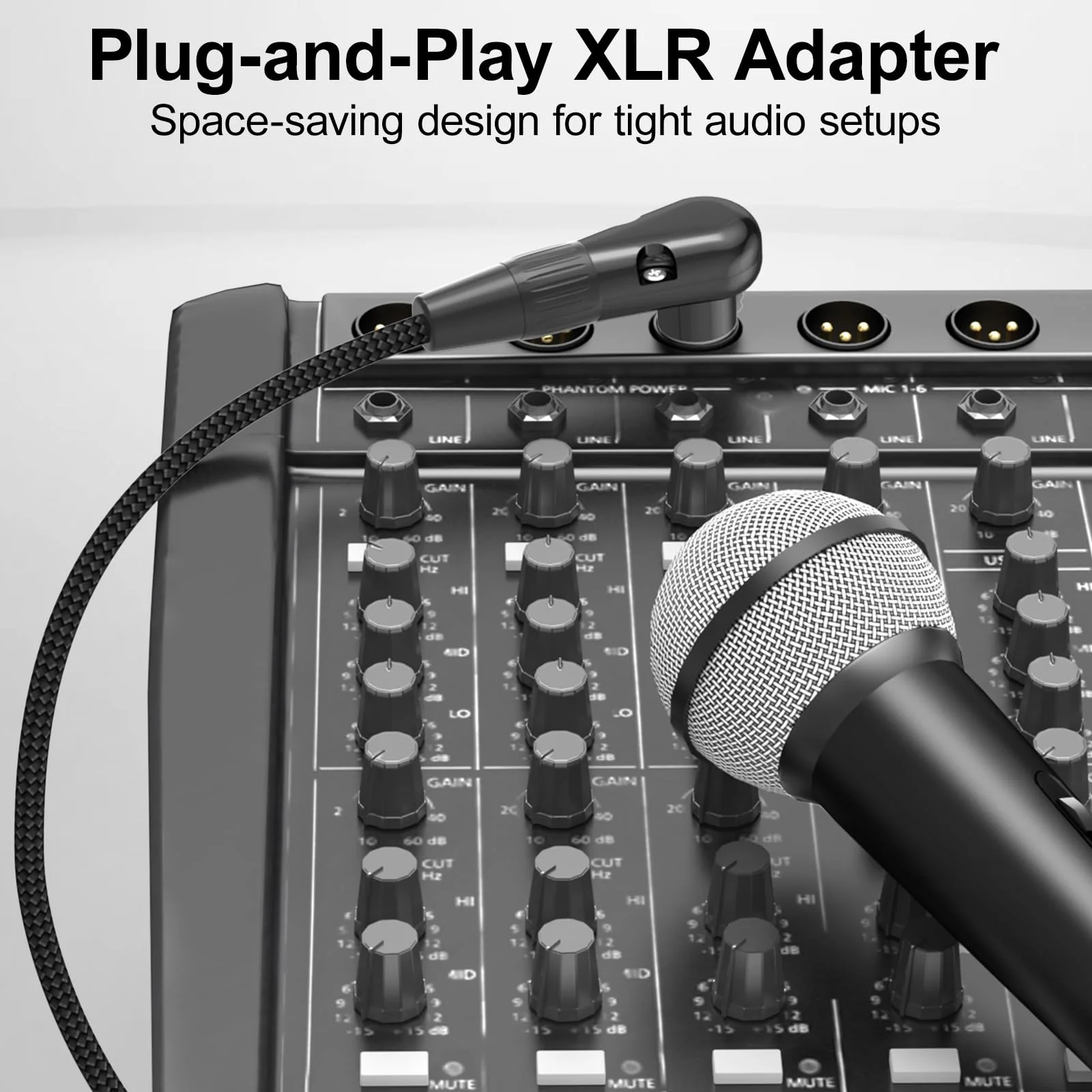 HOSONGIN Right Angle XLR Cable, Adjustable-Angle Female to Straight Male 1FT, 90 Degree Mic Cord for Mixer, Studio, Podcast - 2 Pack - Image 7