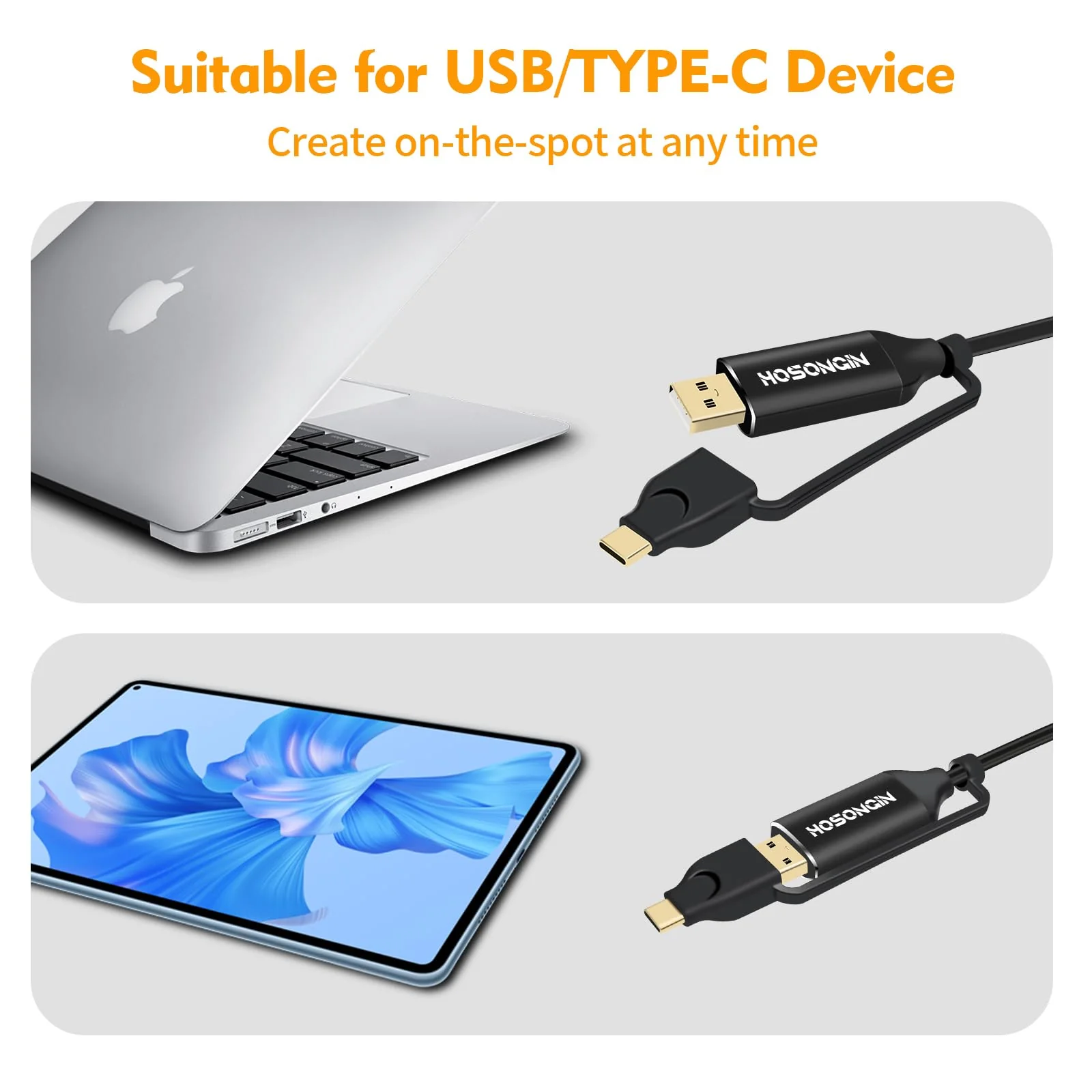 HOSONGIN USB Guitar Cable, Dual USB-C and USB-A Connectors, 16-bit/48kHz High-Fidelity Audio Adapter for Electric Guitar/Bass, Compatible with GarageBand, Audacity, and MacBook, 10 Feet - Image 5