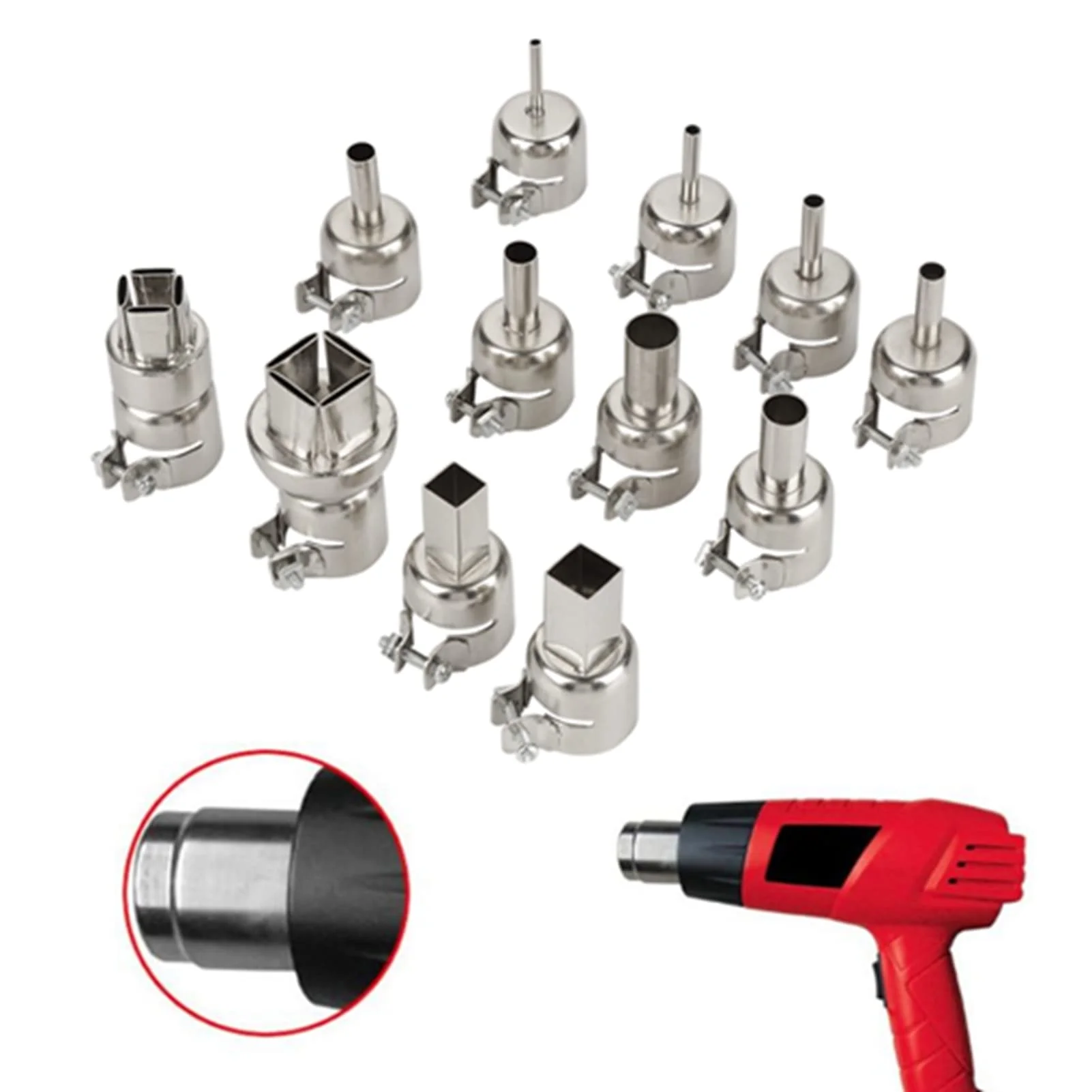 Hot Air Gun Nozzle Heat Nozzle 12pcs Steel Heat Nozzle Set for 850 Hot Air Soldering Station Repair Tool Accessories Heat Soldering Heat Guns - Image 7