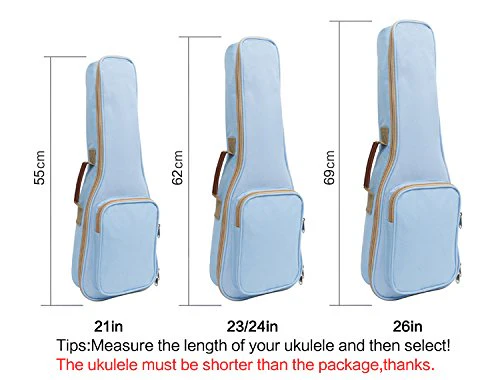 HOT SEAL 10MM Leather Handles Thick Durable Colorful Ukulele Case Bag with Storage (23/24in, Light blue) 23/24in - Image 6