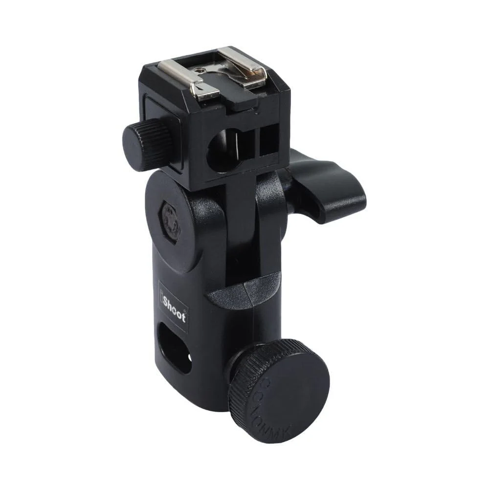 Hot Shoe Mount Speedlite Flash Support Photo Studio Umbrella Holder Bracket, Bottom with 15.8mm Hole for Speedlite Flash Trigger with Cold Foot & Studio Light Stand Tripod Head - Image 3