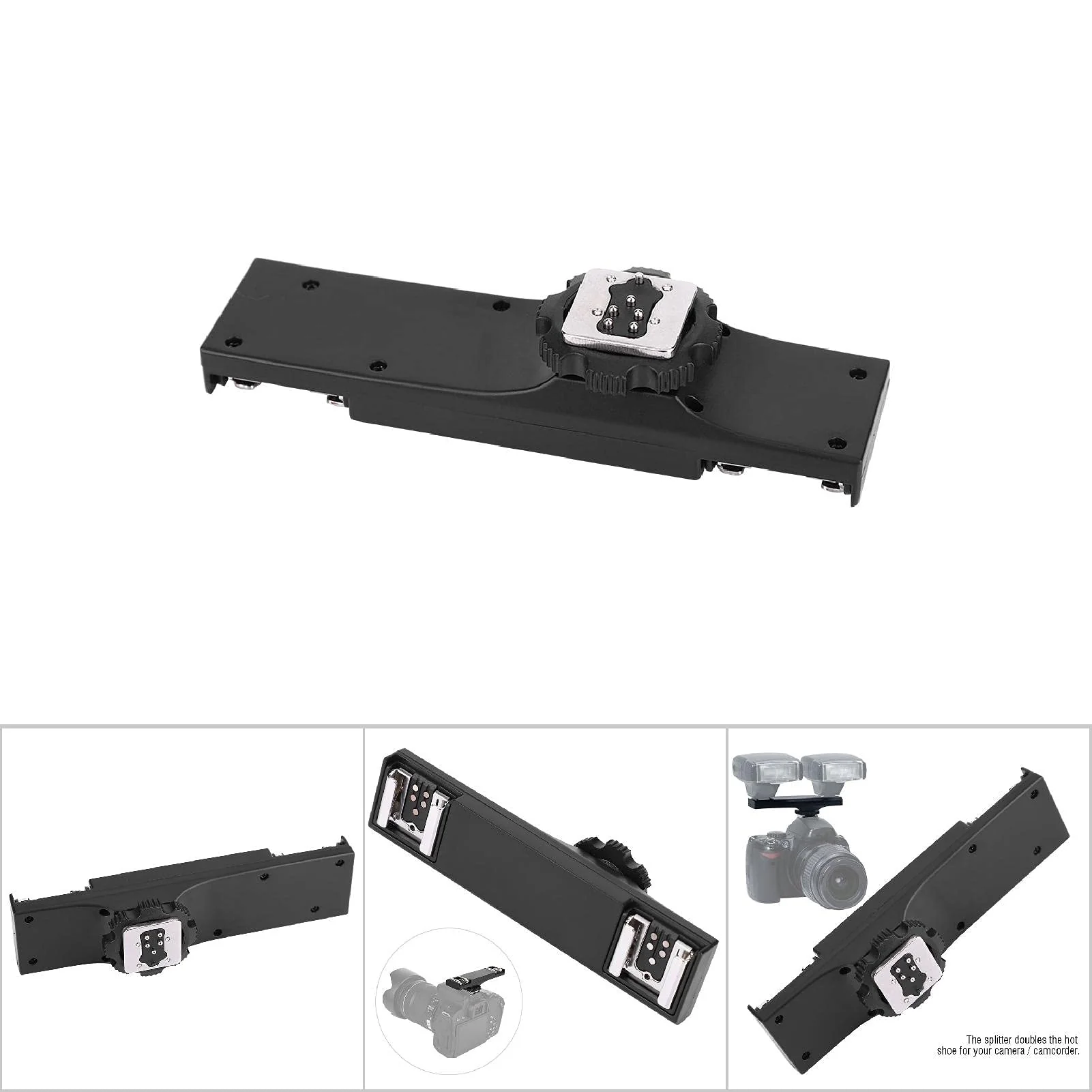 Hot Shoe Splitter, Hot Shoe Flash Light Bracket Ultralight Hot Shoe Extension Bar Mount Hot Shoe Mount Plate Adapter for SLR Camera Camcorder (for SLR (for - Image 9