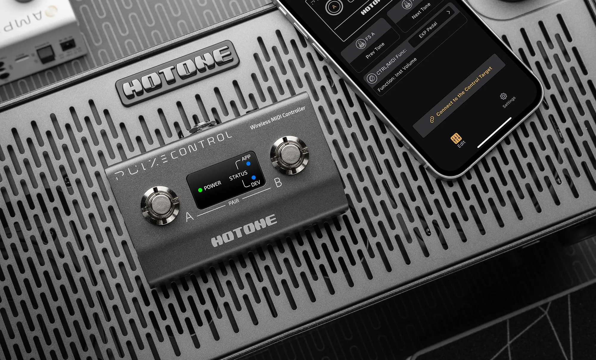 Hotone EC-2 Pulze Control Wireless MIDI Controller - 2-Footswitch Guitar Pedal with Bluetooth, 12Hr Battery, Mobile App - Image 5