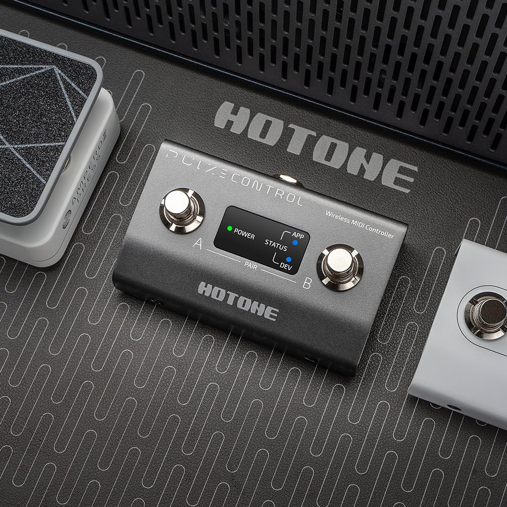 HOTONE Wireless MIDI Controller with Programmable Footswitches, Mobile App Ultra-Compact 12-Hour Battery Pulze Control EC-2(included 2 PCS Additional Footswitch Toppers) - Image 6