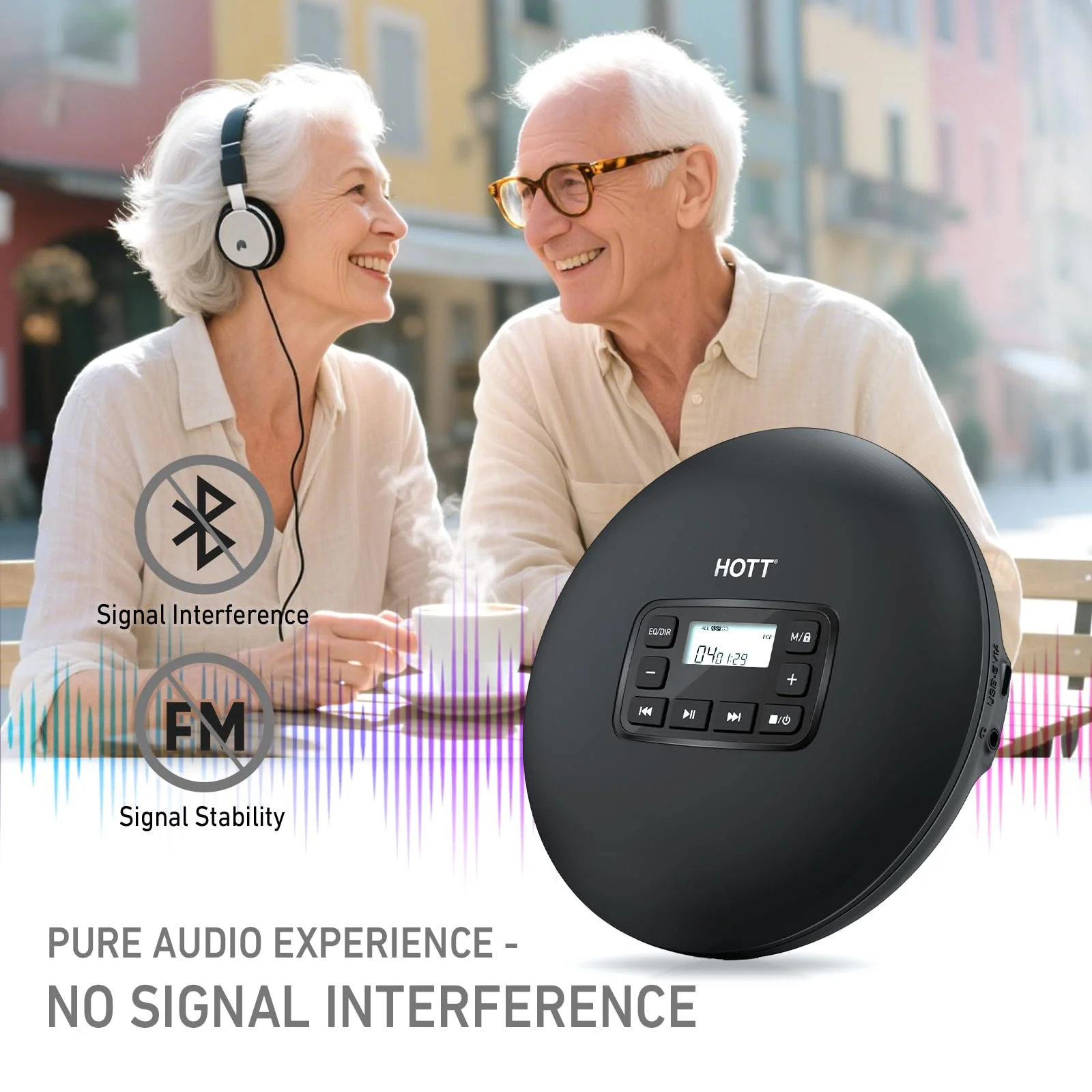 HOTT C204 Basic Portable CD Player with Anti-Skip Protection - AA Battery Powered, Compact CD Players MP3/CD-R Compatible, Built-in Headphones & AUX Output for Car - Image 3