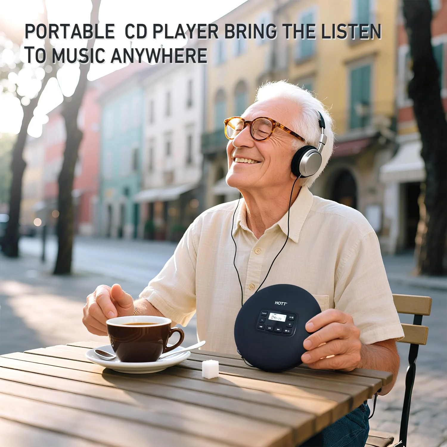 HOTT C204 Basic Portable CD Player with Anti-Skip Protection - AA Battery Powered, Compact CD Players MP3/CD-R Compatible, Built-in Headphones & AUX Output for Car - Image 8