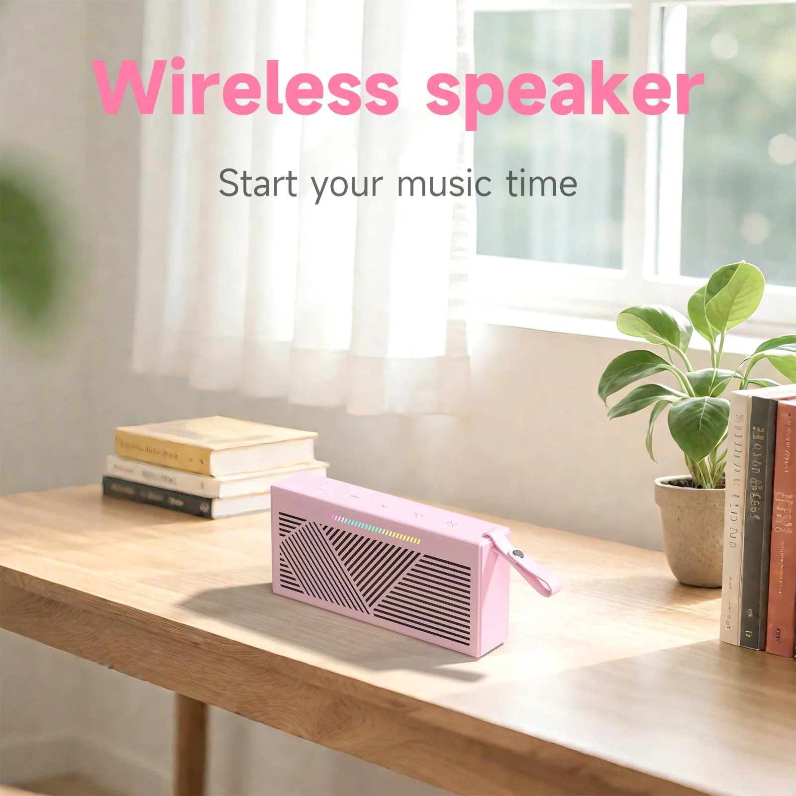 HOTTABLET Bluetooth Speaker Wireless Portable IPX5 Waterproof for Home Party Outdoor Beach, Pink - Image 2