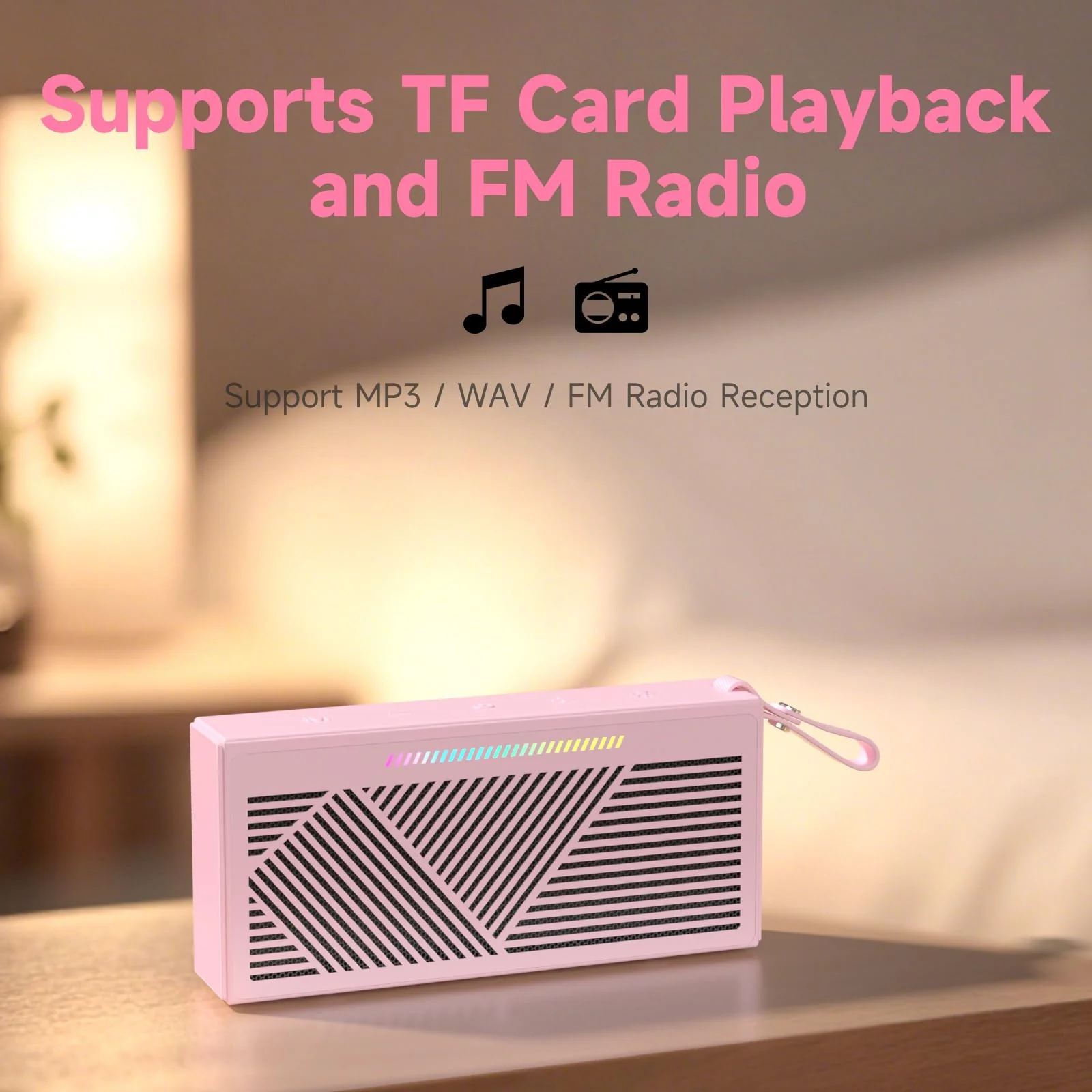HOTTABLET Bluetooth Speaker Wireless Portable IPX5 Waterproof for Home Party Outdoor Beach, Pink - Image 3
