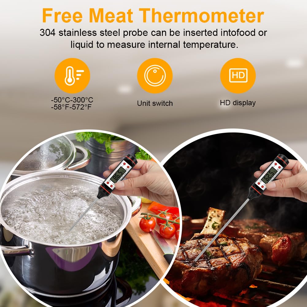 HOTUT Infrared Thermometer, Digital Laser Temperature Gun -58°F~1022°F (-50°C ~ 550°C), Non-Contact Laser Temperature Meter with Meat Thermometer, for Cooking/Barbecue/Industry, Not for Humans infrared thermometer + meat thermometer - Image 4