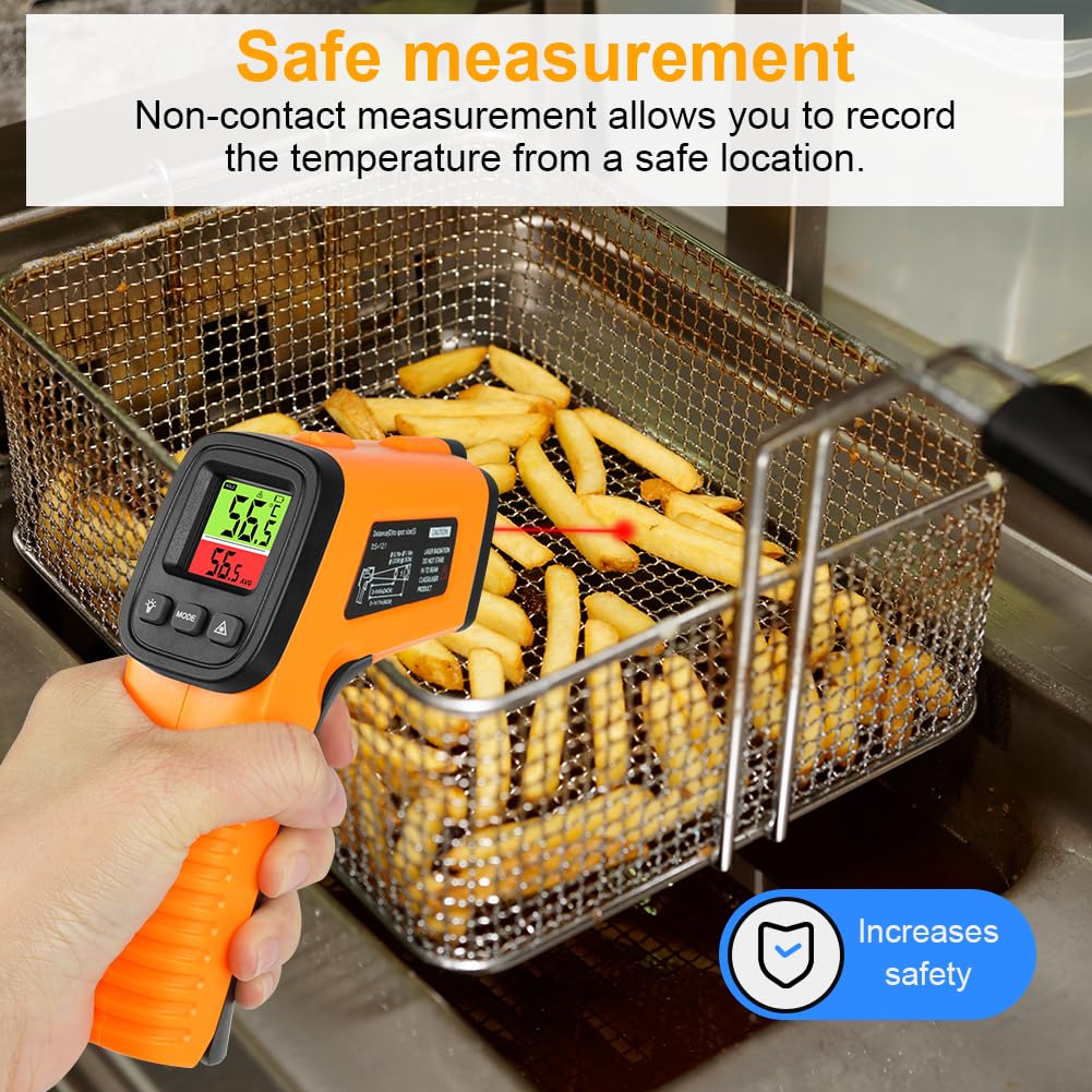 HOTUT Infrared Thermometer, Digital Laser Temperature Gun -58°F~1022°F (-50°C ~ 550°C), Non-Contact Laser Temperature Meter with Meat Thermometer, for Cooking/Barbecue/Industry, Not for Humans infrared thermometer + meat thermometer - Image 7