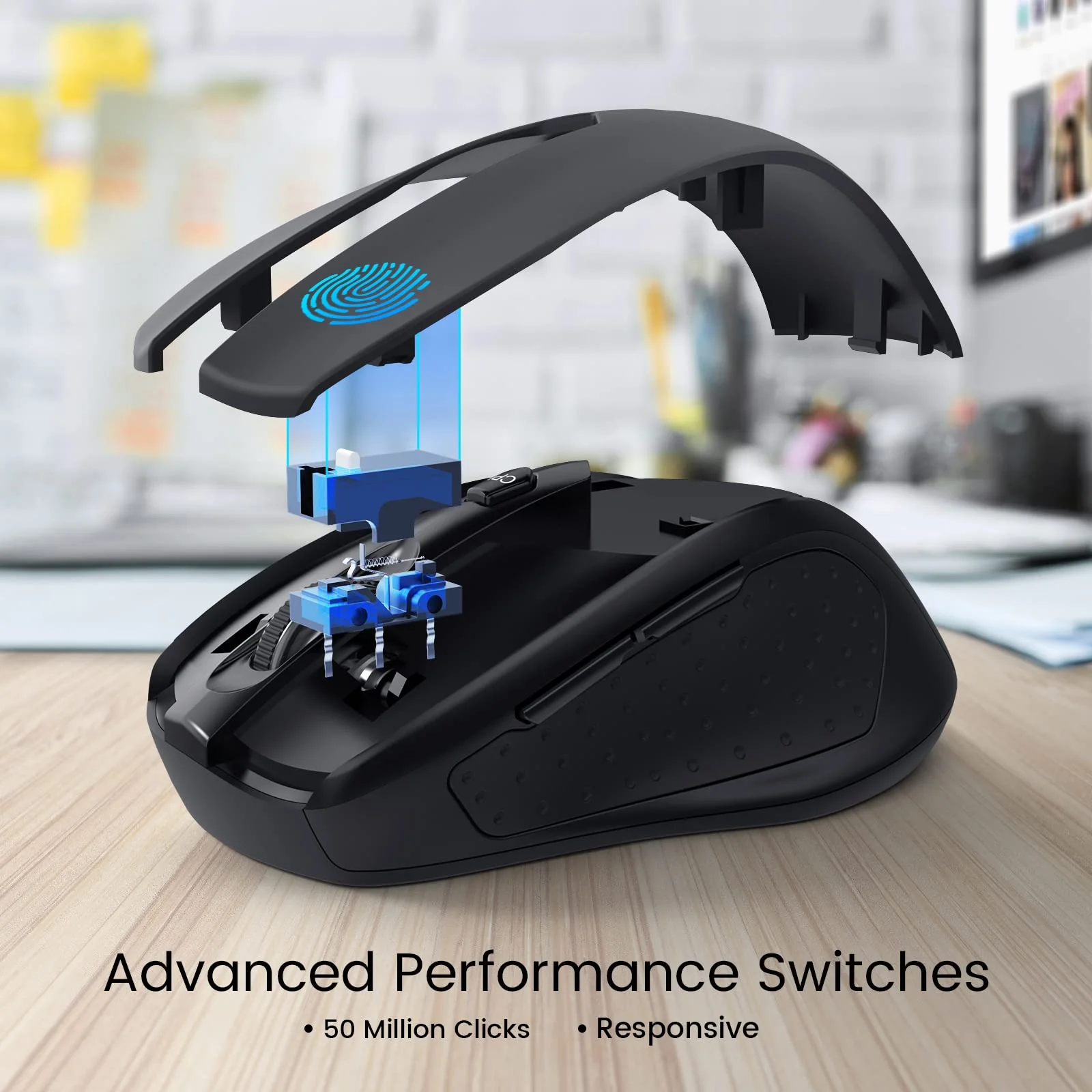 HOTWEEMS D-09 Wireless Mouse for Laptop - Ergonomic Plus Computer USB Cordless Mice, Ergo Grips, Lightspeed 5-Level 2400 DPI, 16 Months Battery, Portable for PC Mac Chromebook, 6 Button, Stormy Black - Image 7