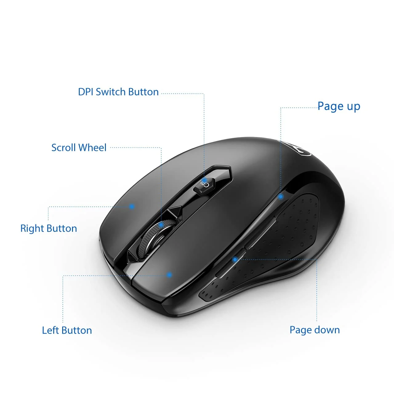 HOTWEEMS D-09 Wireless Mouse for Laptop - Ergonomic Plus Computer USB Cordless Mice, Ergo Grips, Lightspeed 5-Level 2400 DPI, 16 Months Battery, Portable for PC Mac Chromebook, 6 Button, Stormy Black - Image 9