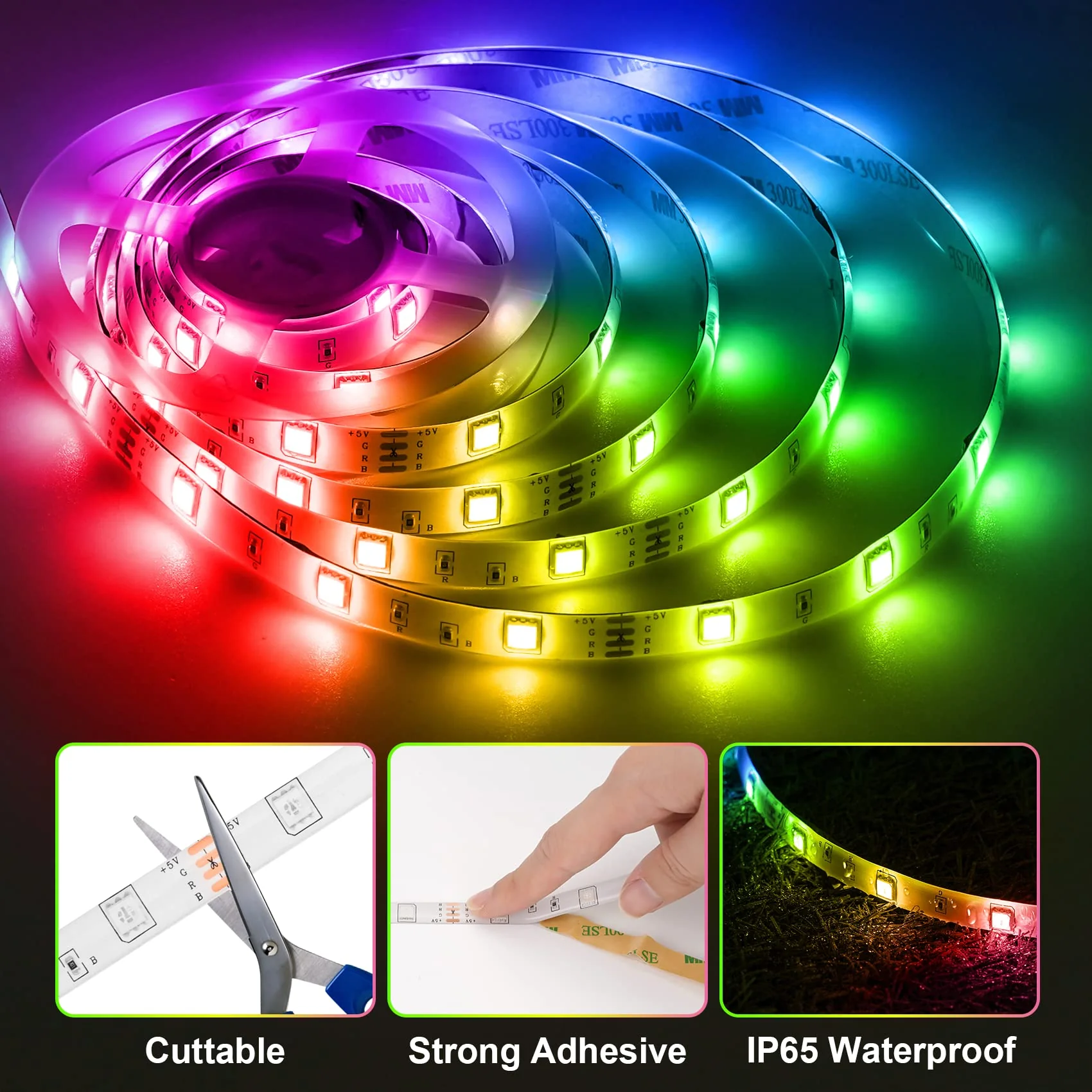 HOUHUI LED Strip Lights Kit, 2x9.8Ft RGB LED Lights Strip for 32-50in TV LED Backlight, App Control Strip Light Waterproof IP65 with Remote, Music Sync USB TV LED Light Strip for Home PC Monitor Desk - Image 6