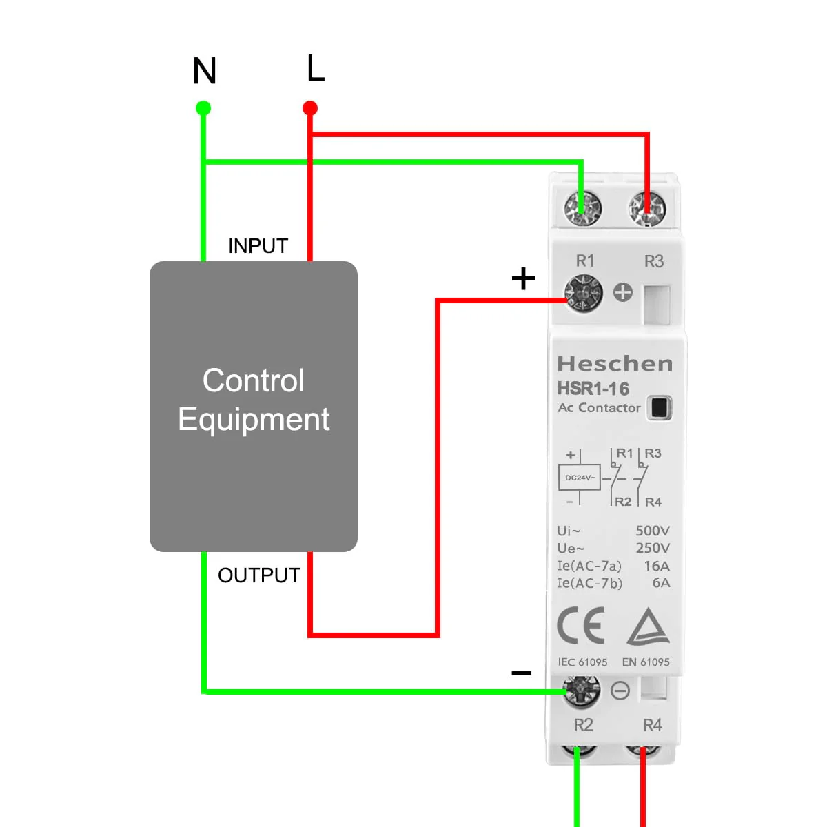 Household AC Contactor, HSR1-16, Ie 16A, 2 Pole, 2NC, DC 24V Coil Voltage, 35mm DIN Rail Mount - Image 6