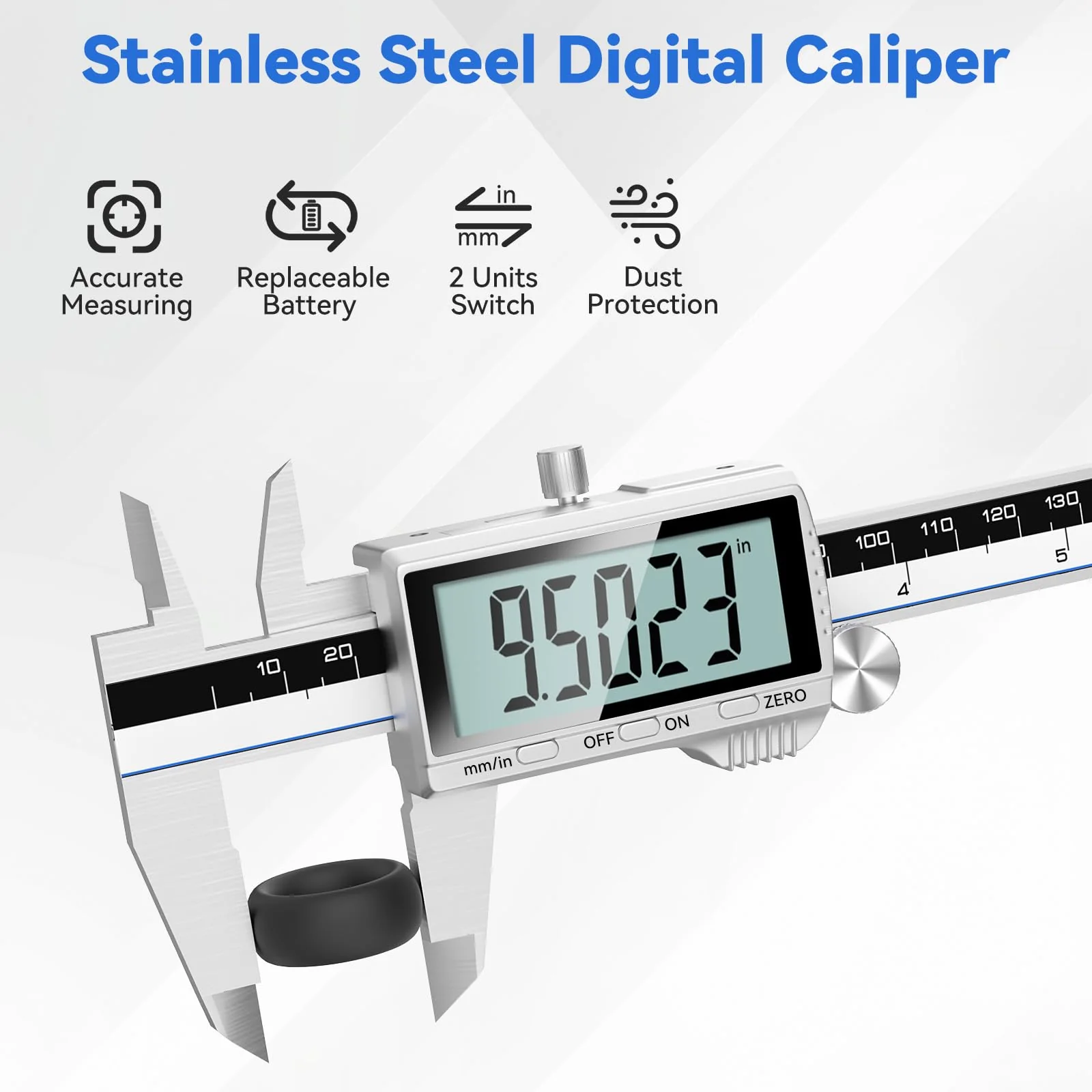 Housolution Digital Caliper, 12Inch Caliper Measuring Tool with Large LCD Screen, Inch/MM Switch, 4 Measuring Ways, Stainless Steel Micrometer Vernier Caliper with Splashproof Screen for Woodworkers 12inch/300mm - Image 2